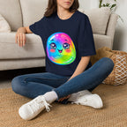 Unisex Kawaii T-Shirt - Happy Rainbow Blob Character Tee