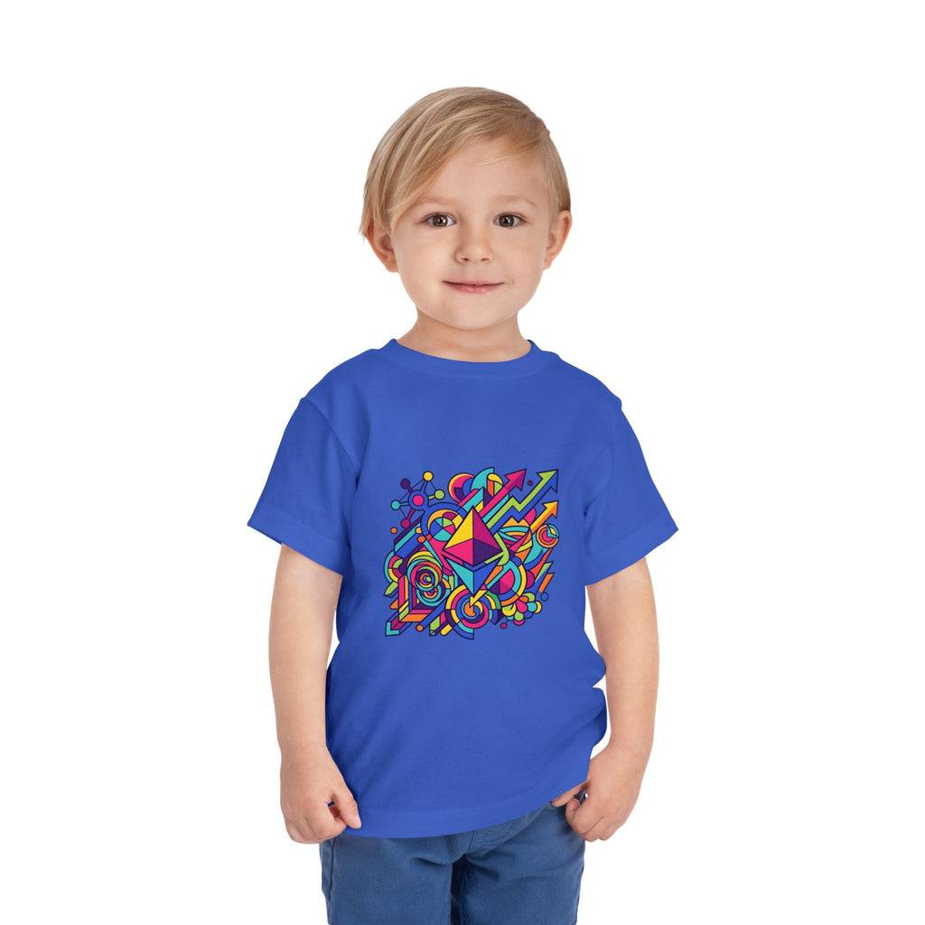 Toddler Crypto Shirt - Neon Geometric Digital Art | Blockchain Kids