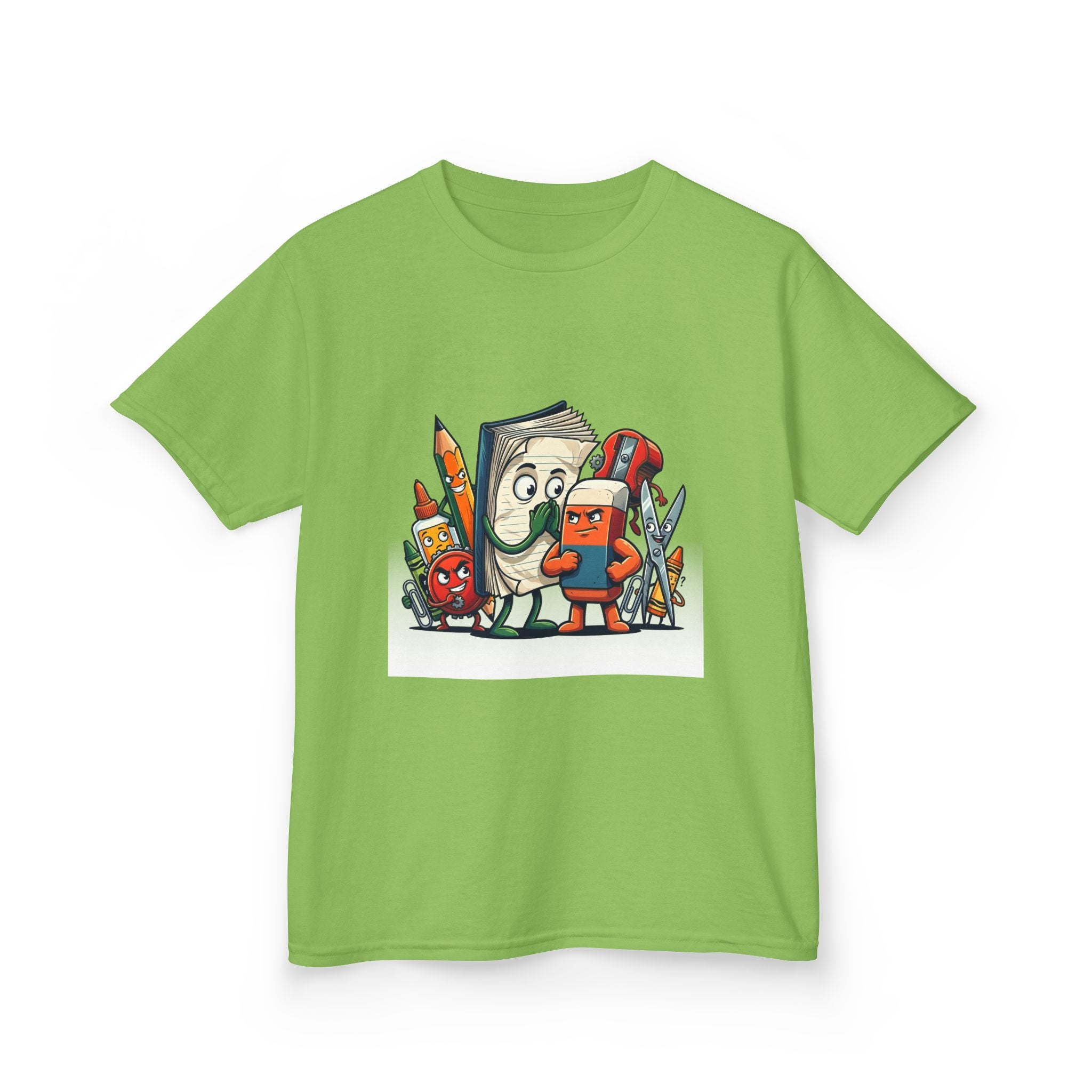 Kids Cartoon T-Shirt - Mischievous School Supplies & Stationery
