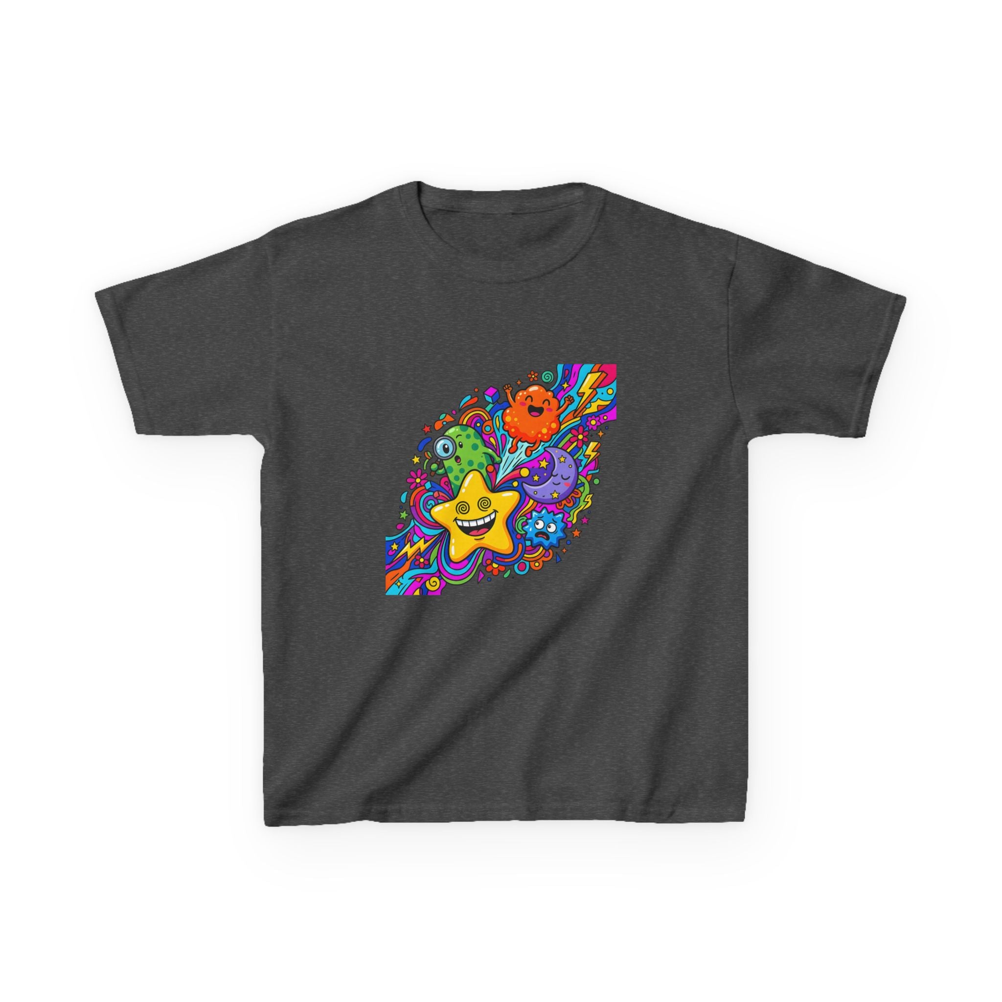 Kids Psychedelic Monster Tee - Vibrant Cartoon Doodle Shirt