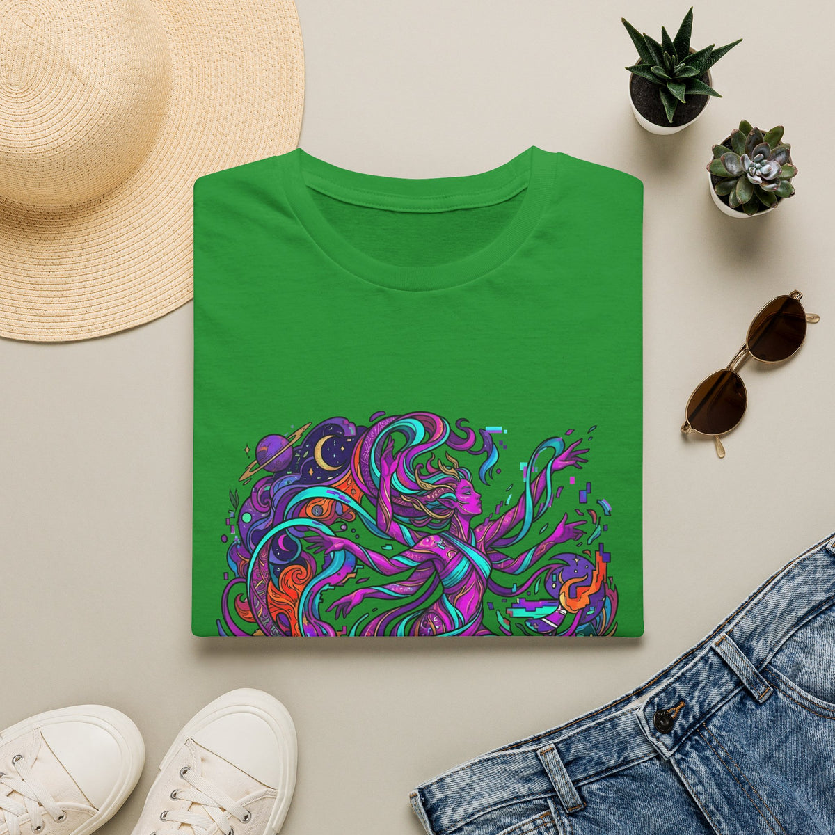 T-Shirt - Vibrant Psychedelic Cosmic Goddess Spiritual Flow