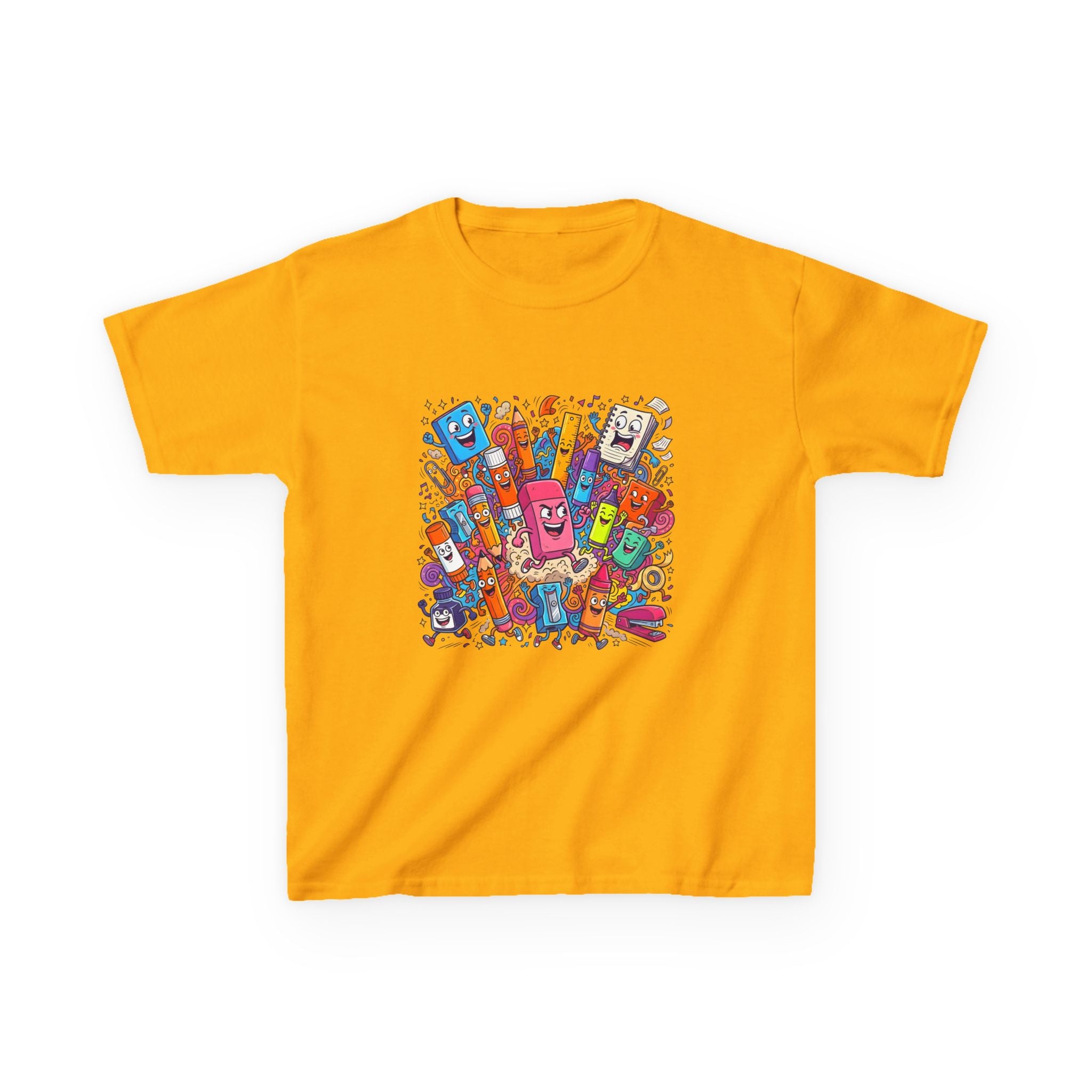 Kids T-Shirt - Cartoon School Supplies Doodle | Back to School