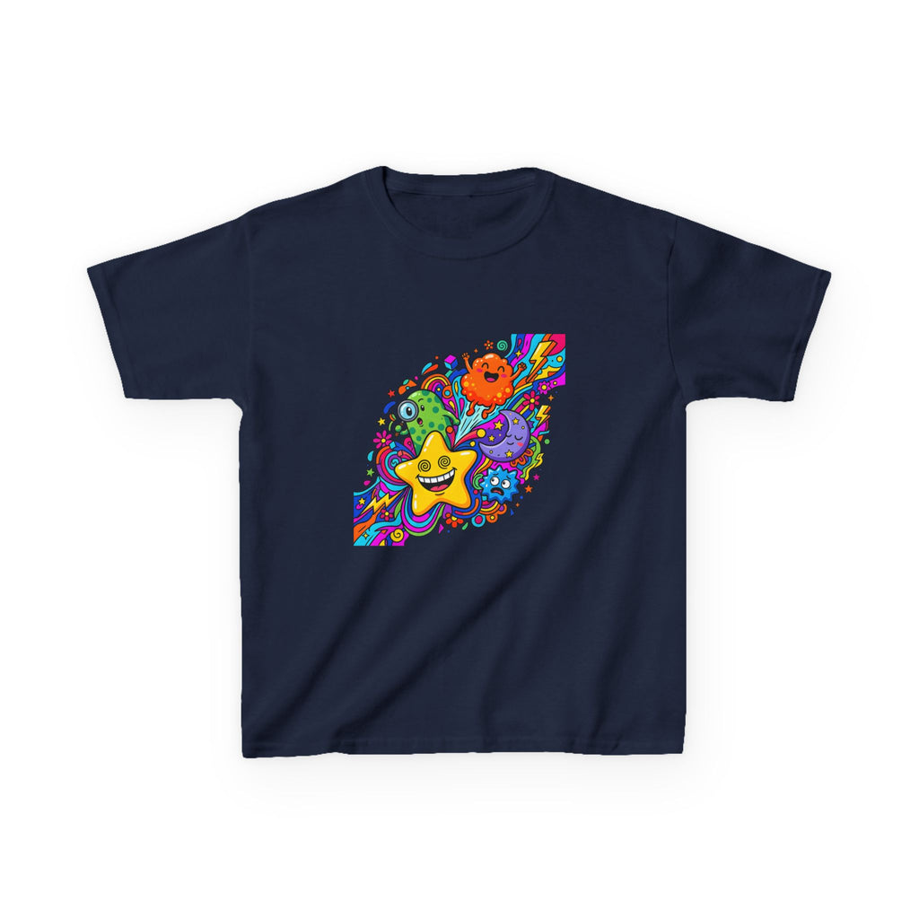 Kids Psychedelic Monster Tee - Vibrant Cartoon Doodle Shirt
