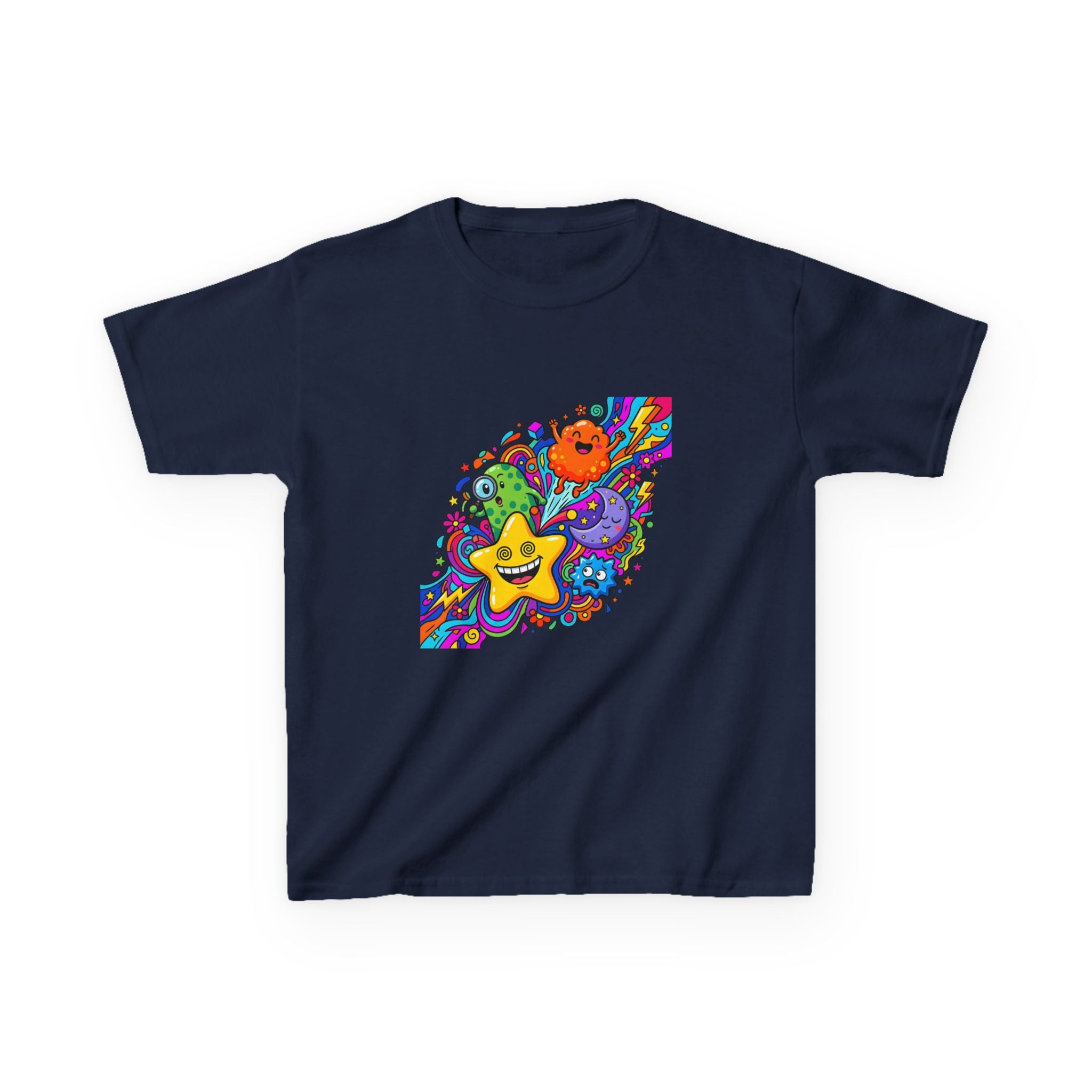 Kids Psychedelic Monster Tee - Vibrant Cartoon Doodle Shirt