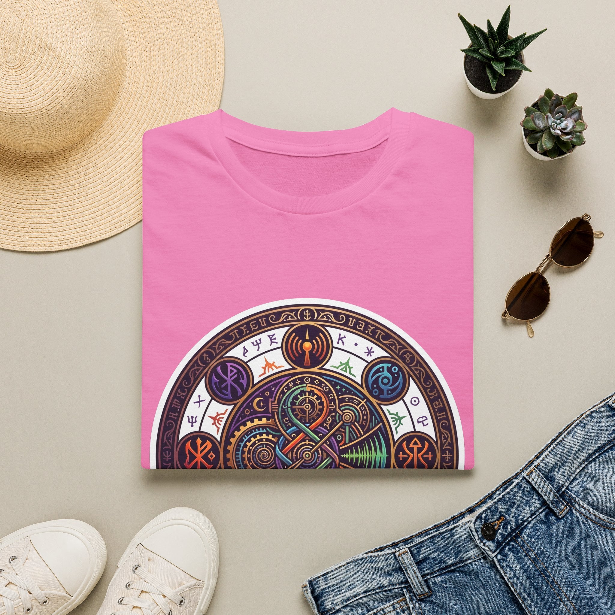 Unisex Steampunk T-Shirt - Ornate Mystical Mandala & Gears
