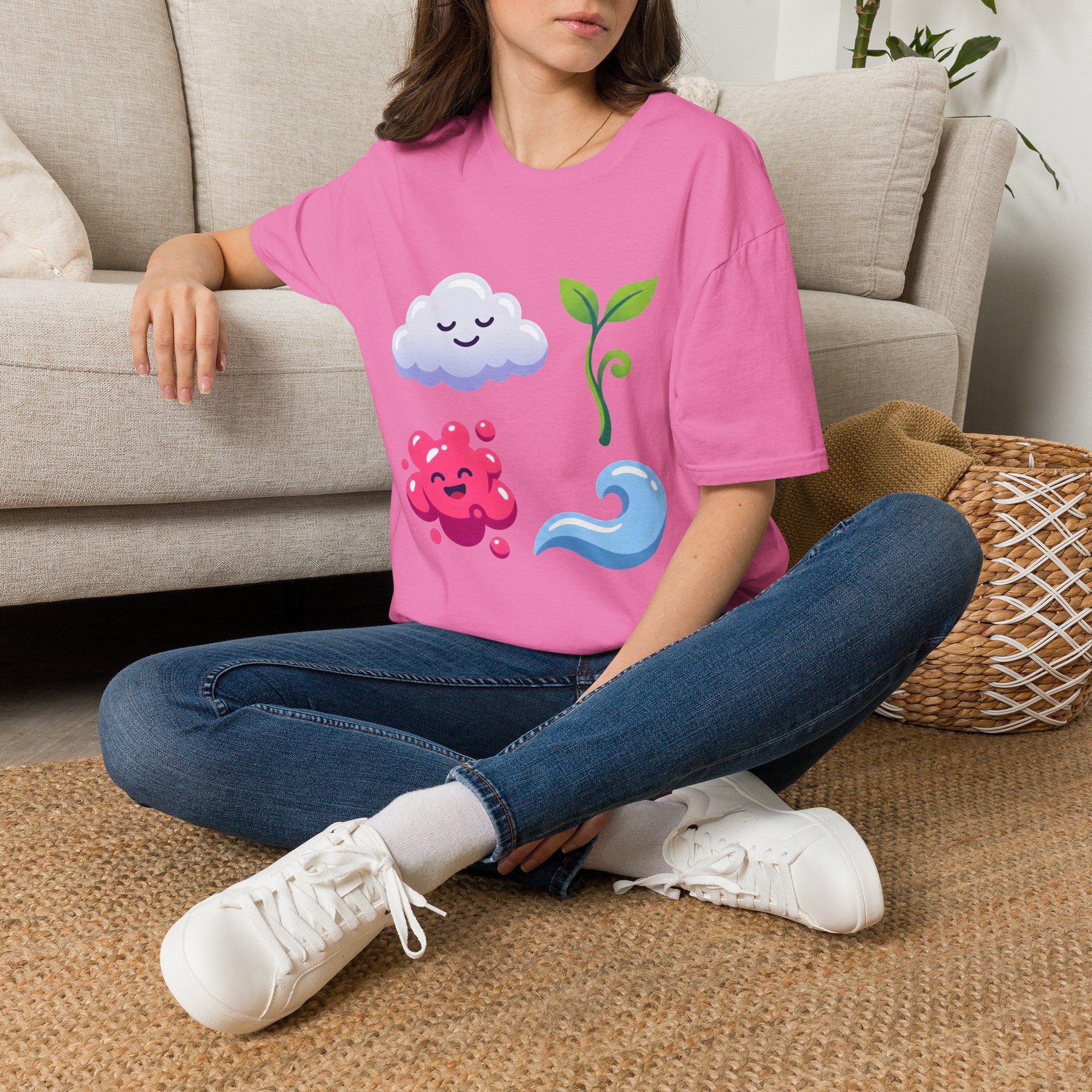 Cute Nature T-Shirt - Whimsical Cloud Sprout Wave Design | Unisex