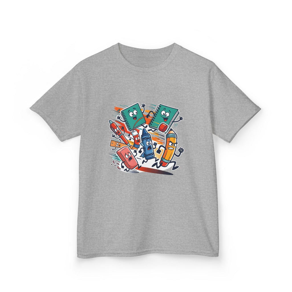 Kids Back to School Tee - Playful School Supplies Cartoon