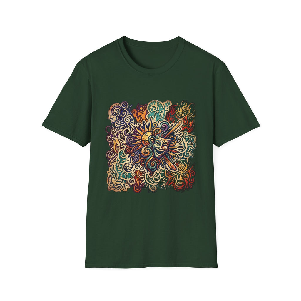 Unisex T-Shirt - Retro Psychedelic Theater Comedy Mask | Abstract Art