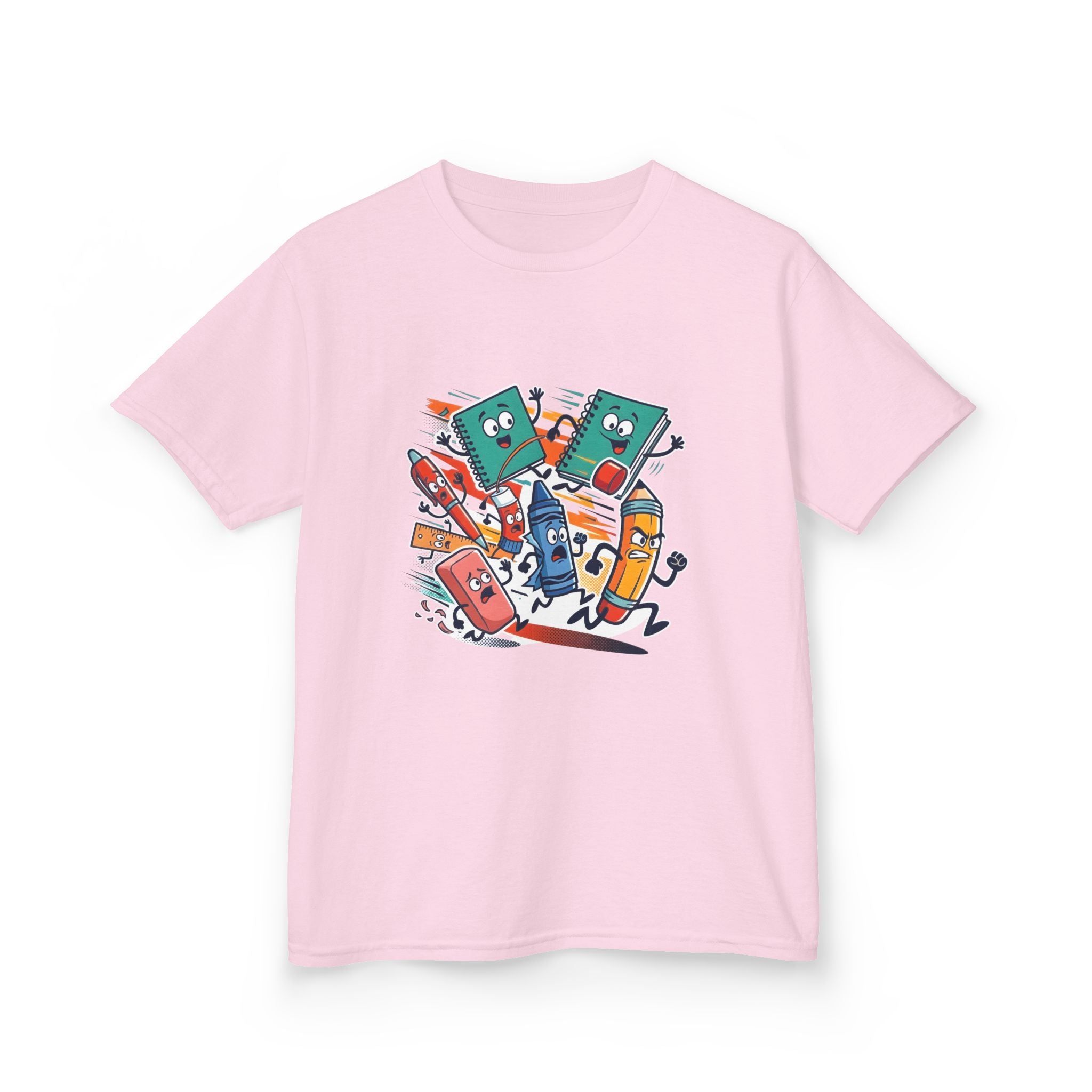 Kids Back to School Tee - Playful School Supplies Cartoon