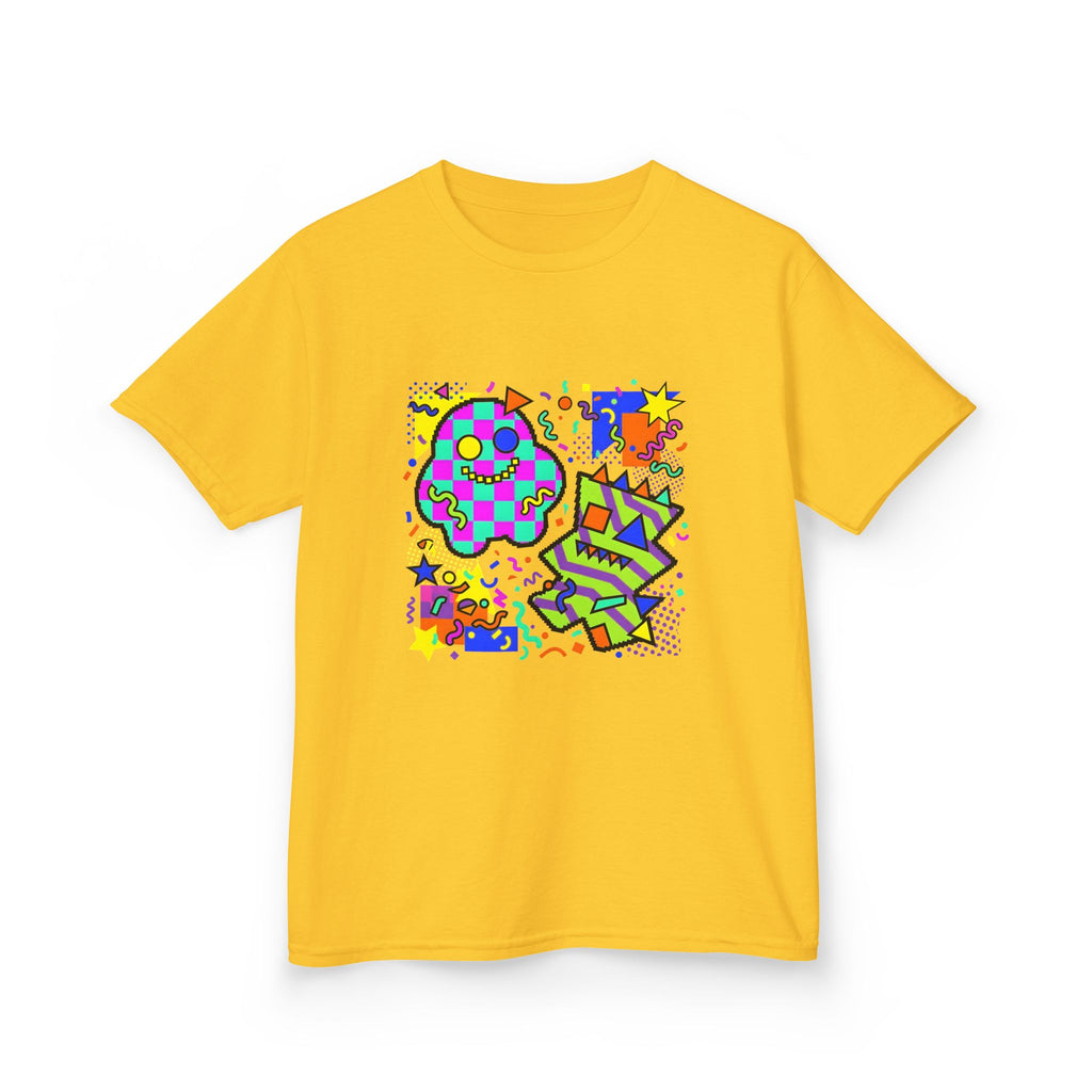 Kids Tee - Playful 90s Geometric Monsters | Retro Abstract