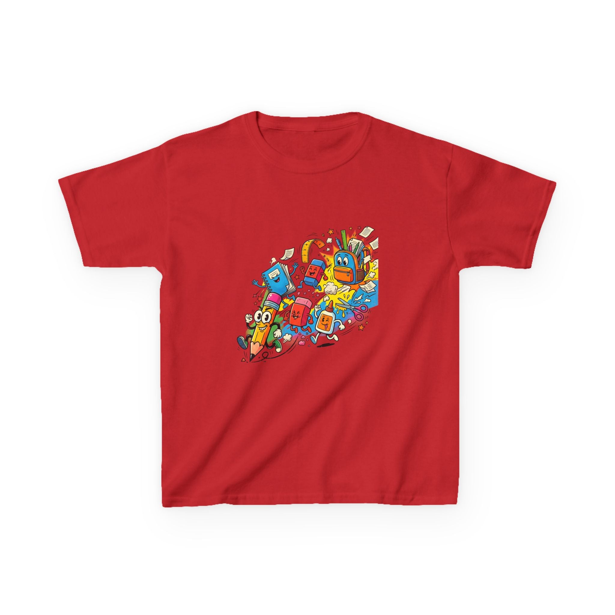 Kids Back to School 2026 Tee - Cartoon School Supplies