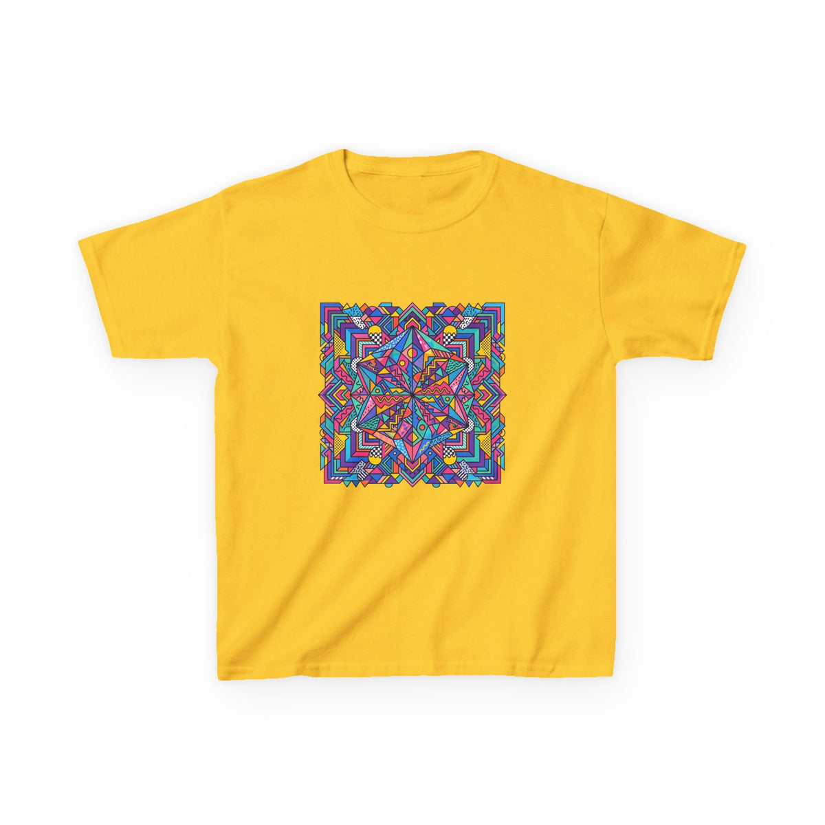Kids Tee - Retro Geometric Kaleidoscope Abstract | 90s Aesthetic Top