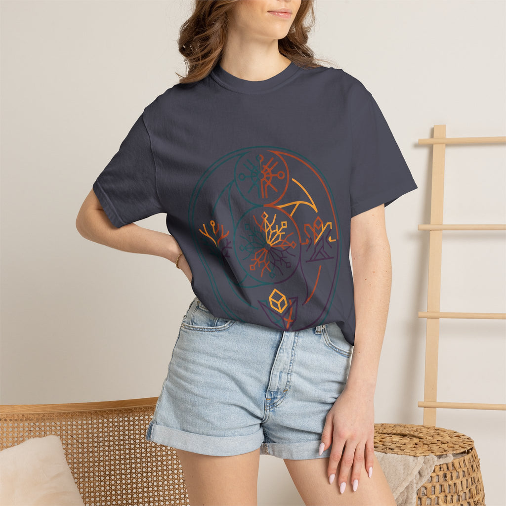 Unisex Garment-Dyed T-Shirt - Minimalist Geometric Nature Art