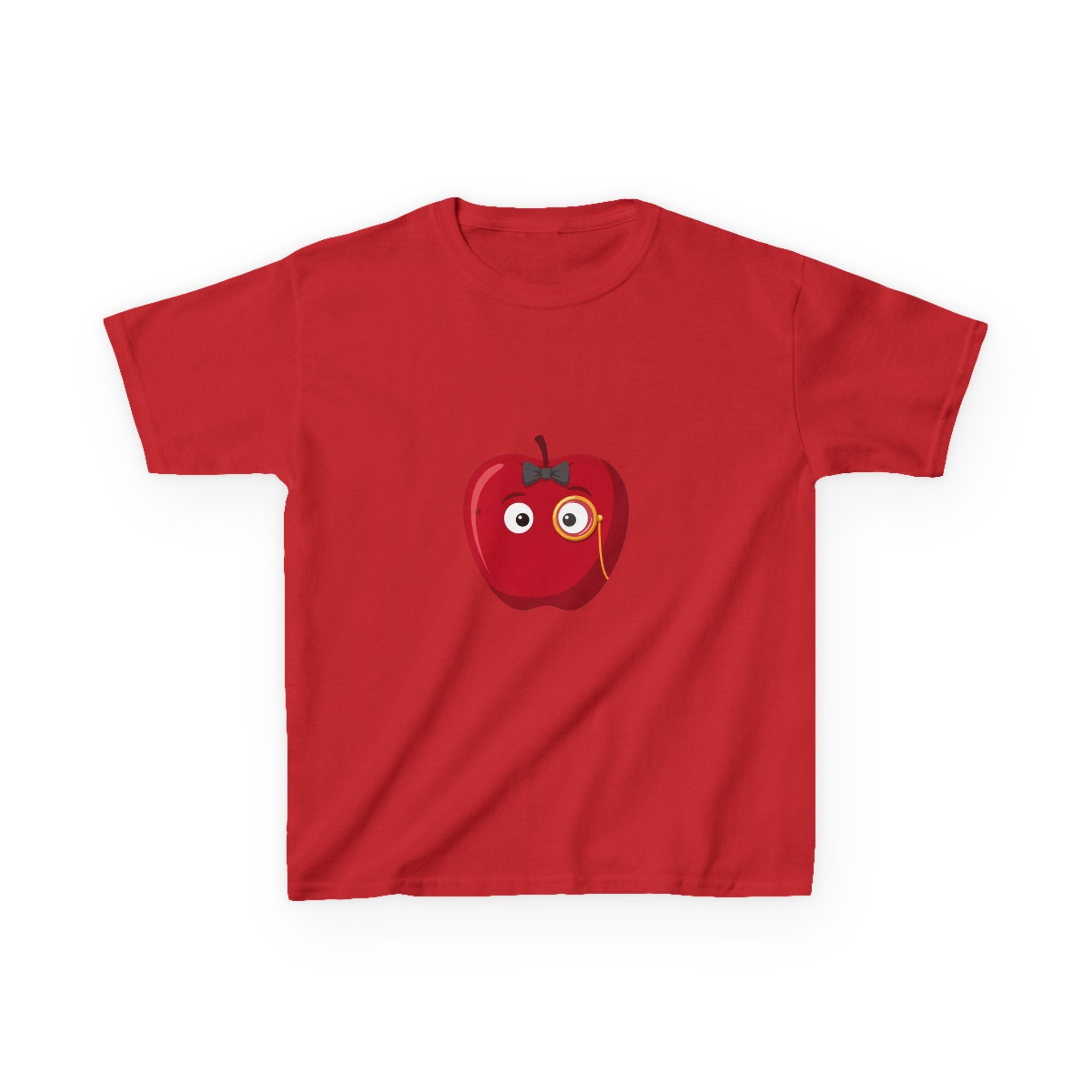 Kids Heavy Cotton Tee - Whimsical Monocle Apple Character