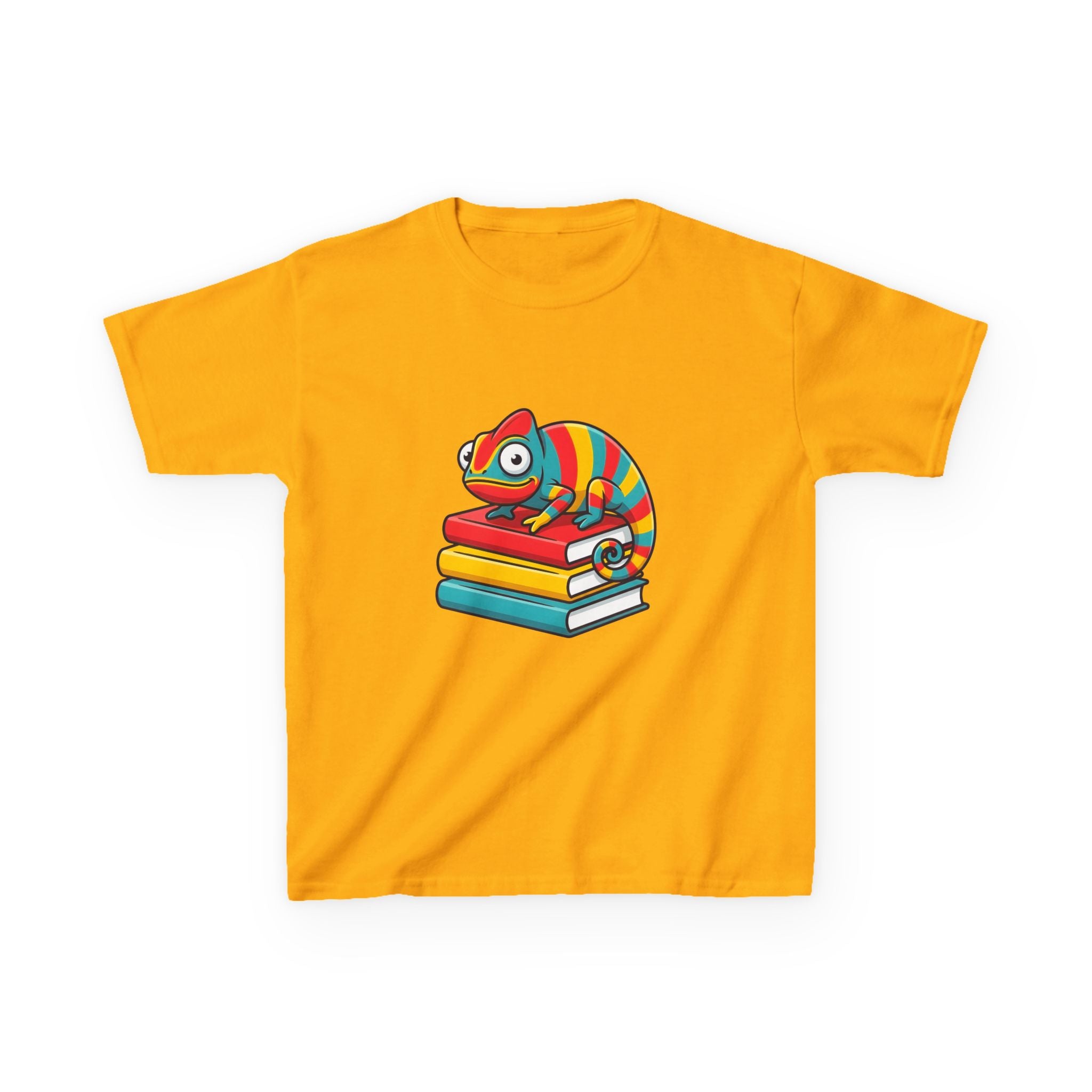 Kids T-Shirt - Whimsical Chameleon Reading Books | School Tee