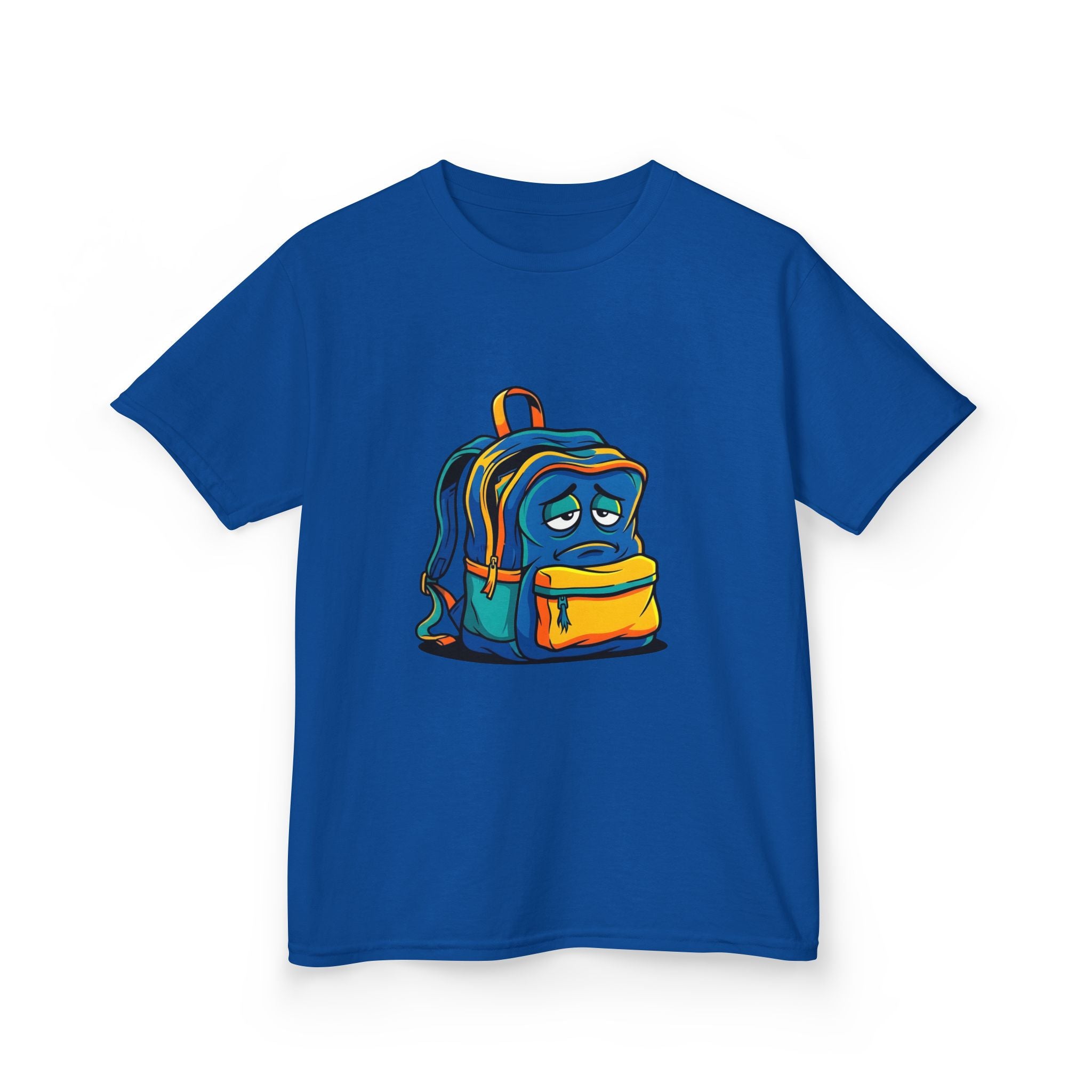 Kids Heavy Cotton Tee - Sad Backpack Cartoon | Back to School 2026