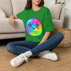 Unisex Kawaii T-Shirt - Happy Rainbow Blob Character Tee
