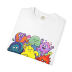 Unisex Garment-Dyed T-Shirt - Diverse Emotional Cartoon Creatures