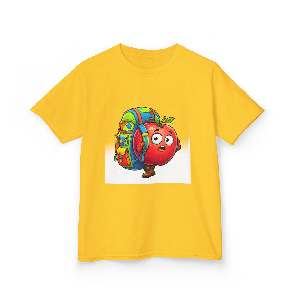 Kids Tee - Adventurous Apple Character Hiking T-Shirt