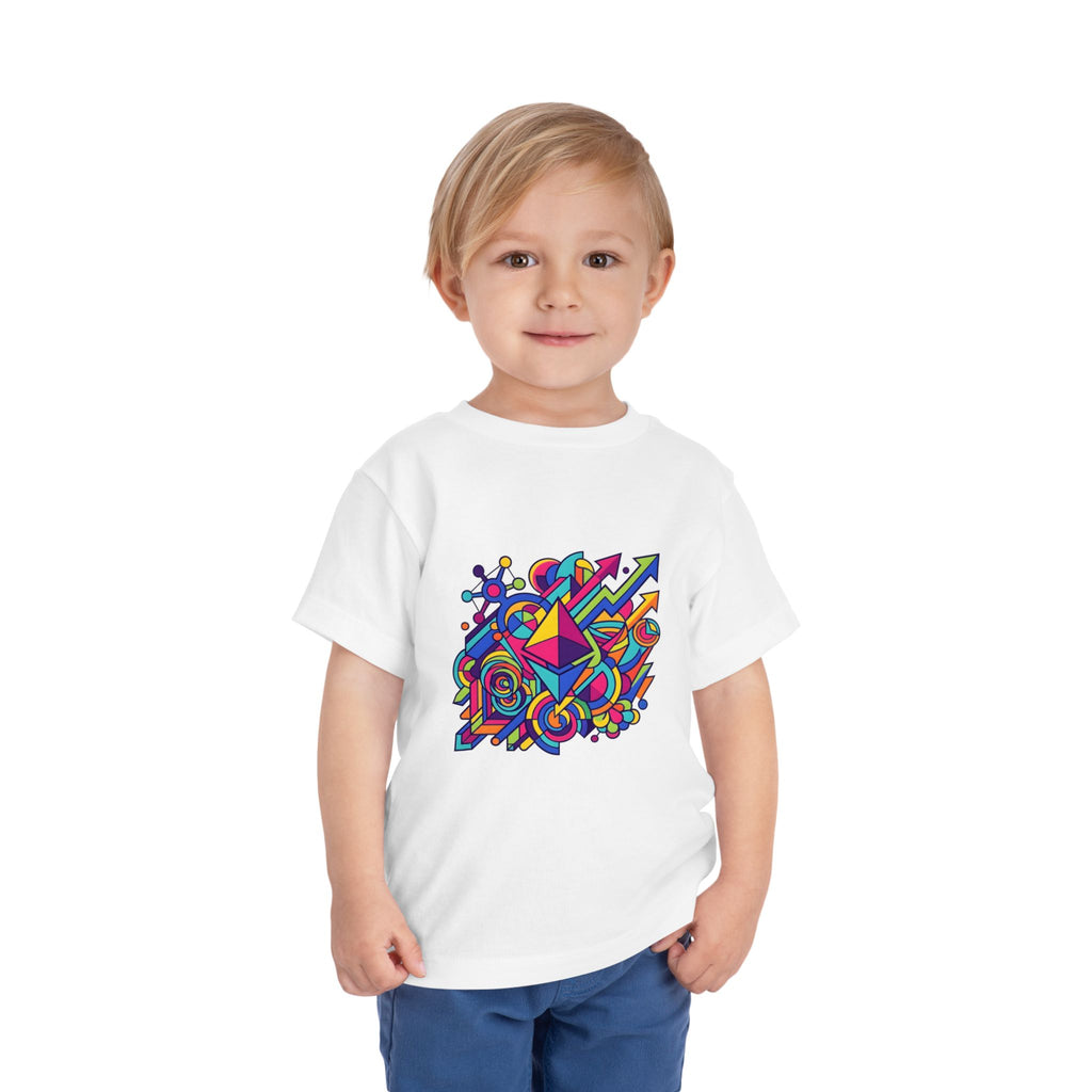 Toddler Crypto Shirt - Neon Geometric Digital Art | Blockchain Kids