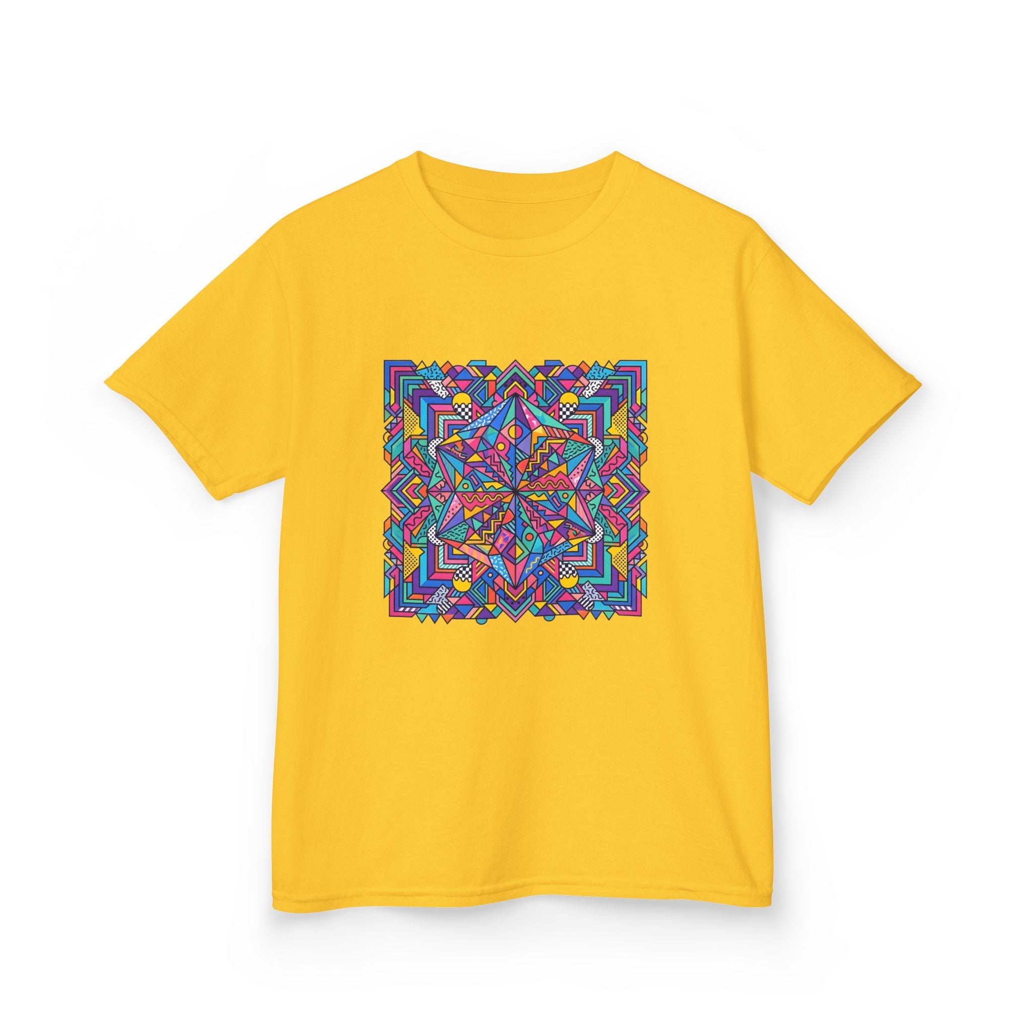 Kids Tee - Retro Geometric Kaleidoscope Abstract | 90s Aesthetic Top