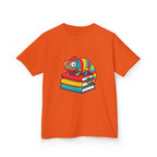 Kids T-Shirt - Whimsical Chameleon Reading Books | School Tee