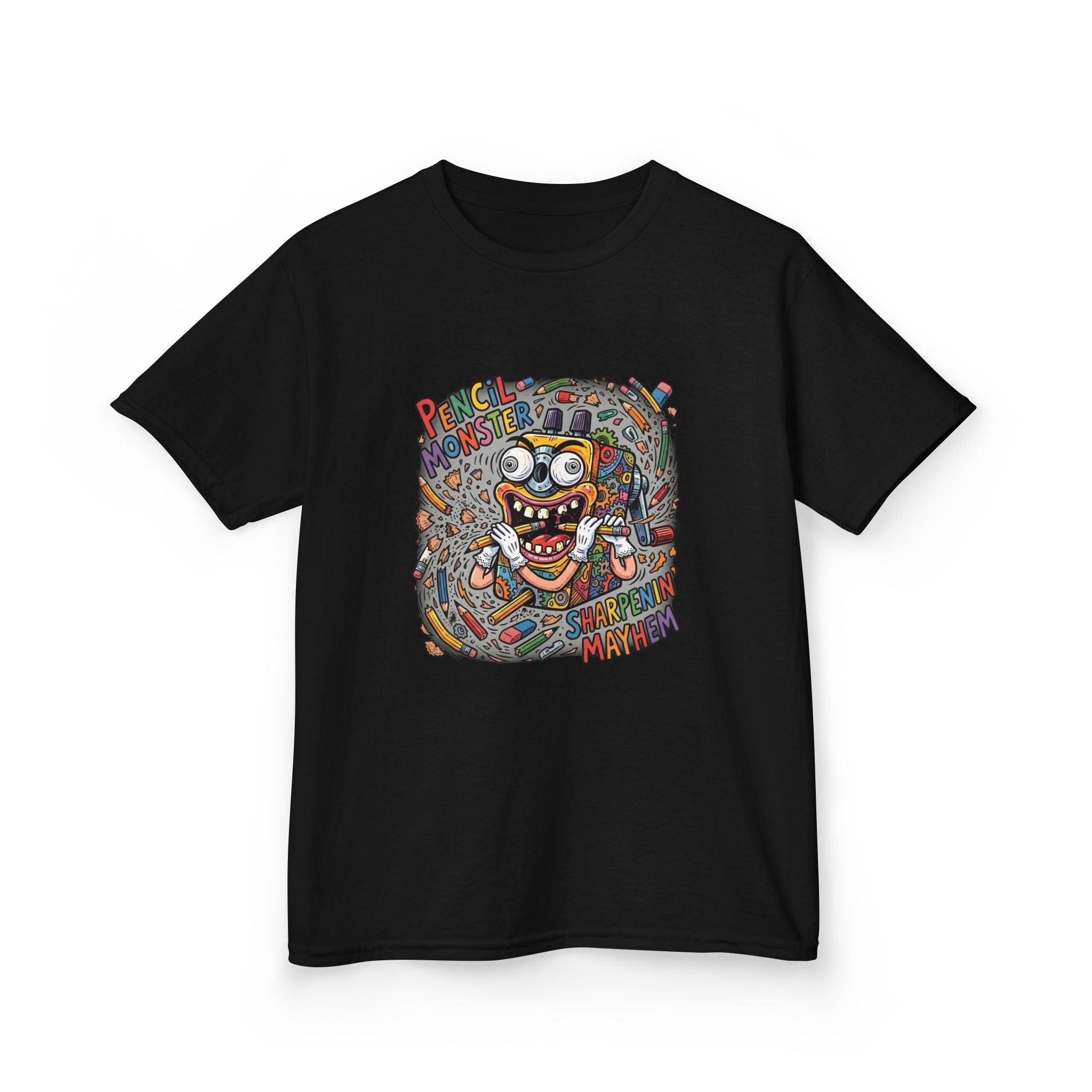 Kids Tee - Pencil Monster "Sharpenin' Mayhem" Cartoon | School