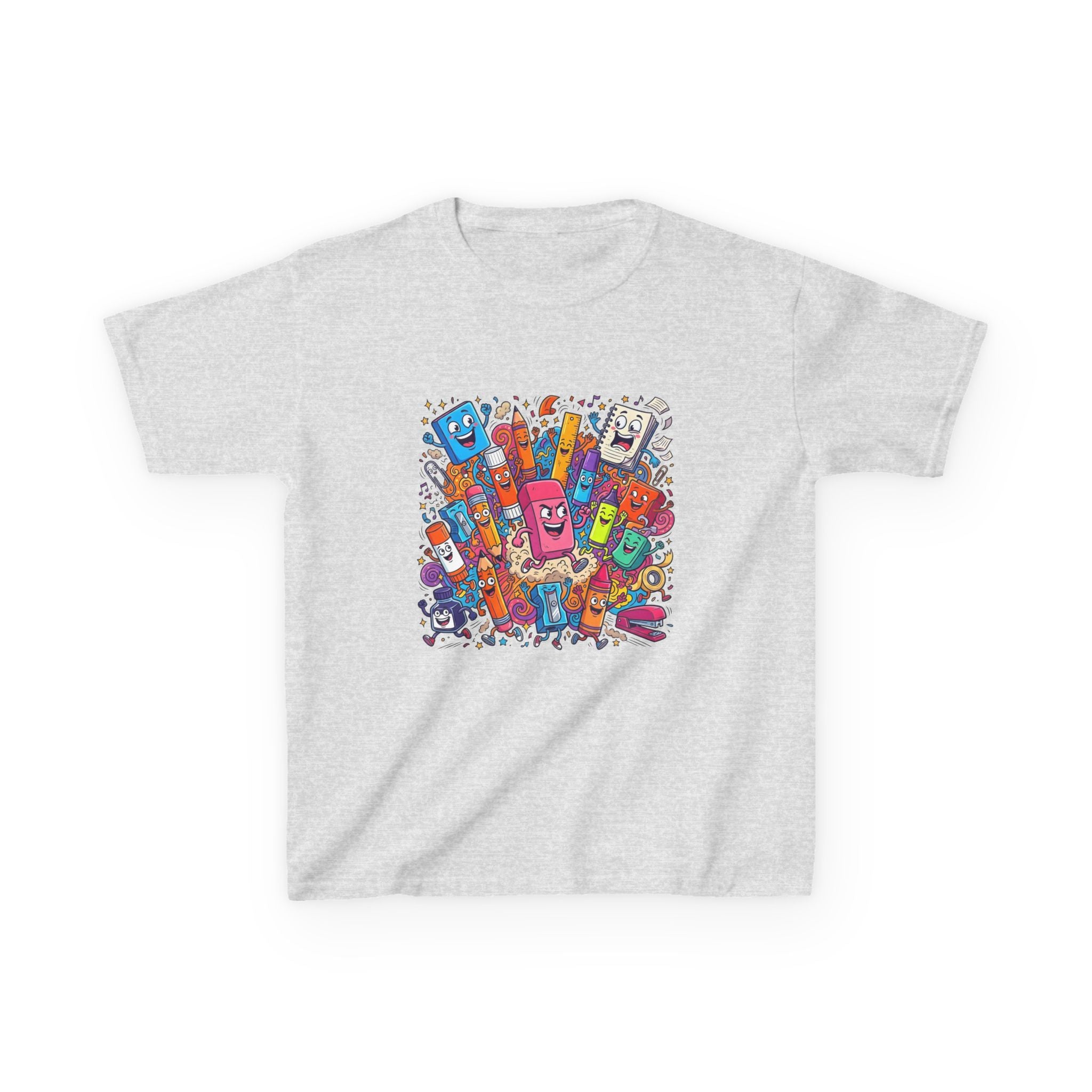 Kids T-Shirt - Cartoon School Supplies Doodle | Back to School