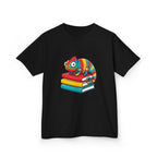 Kids T-Shirt - Whimsical Chameleon Reading Books | School Tee