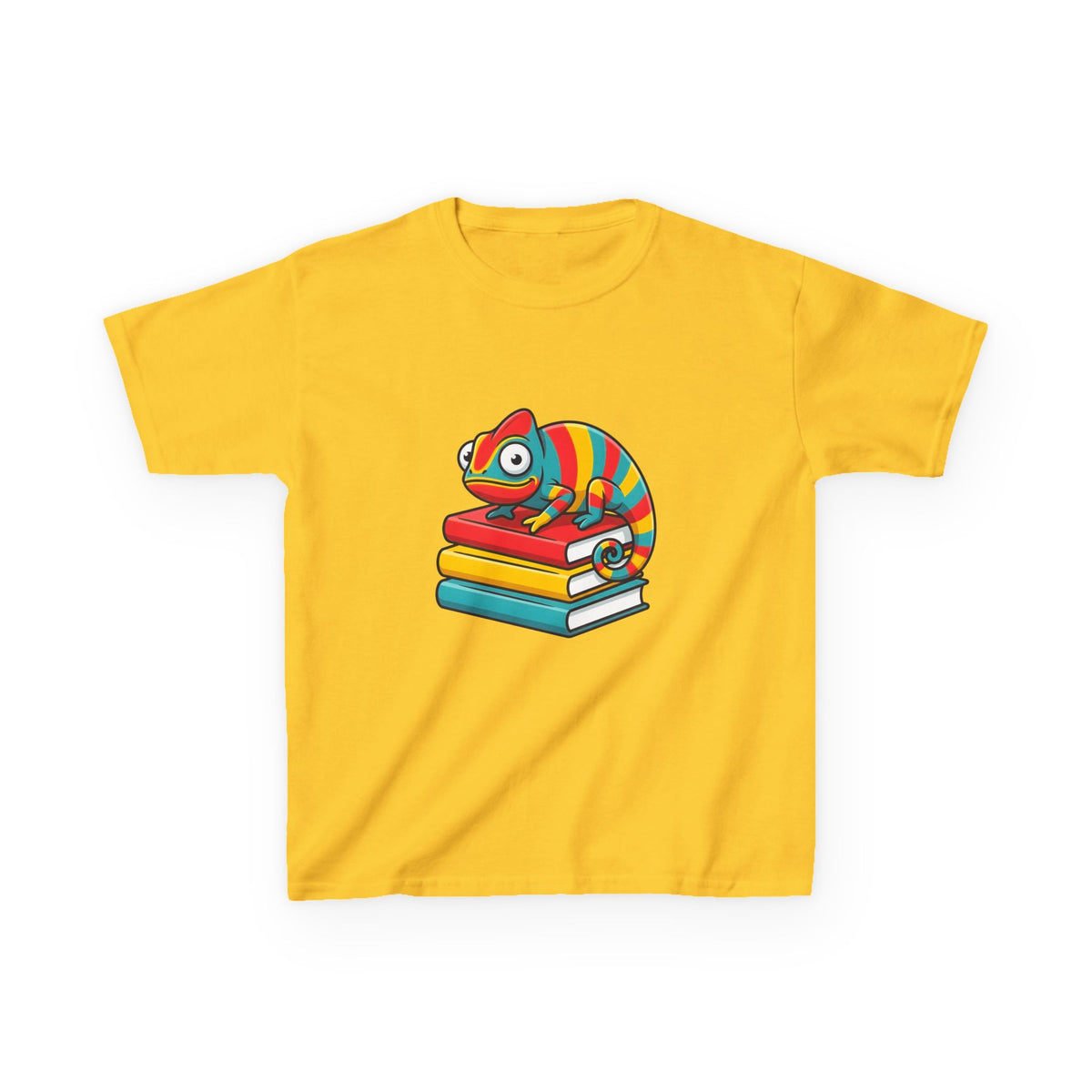 Kids T-Shirt - Whimsical Chameleon Reading Books | School Tee