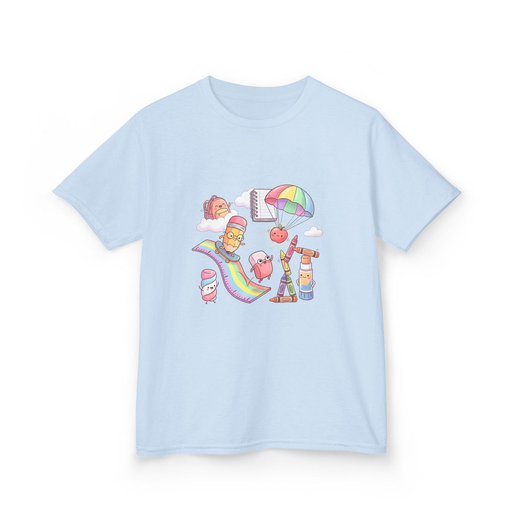 Kids Back to School Tee - Cute Faces School Supplies | Rainbow 2026
