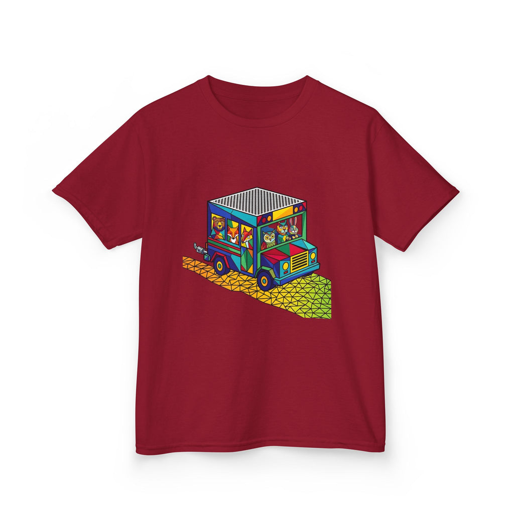 Kids T-Shirt - Vibrant Geometric Animal Bus Adventure