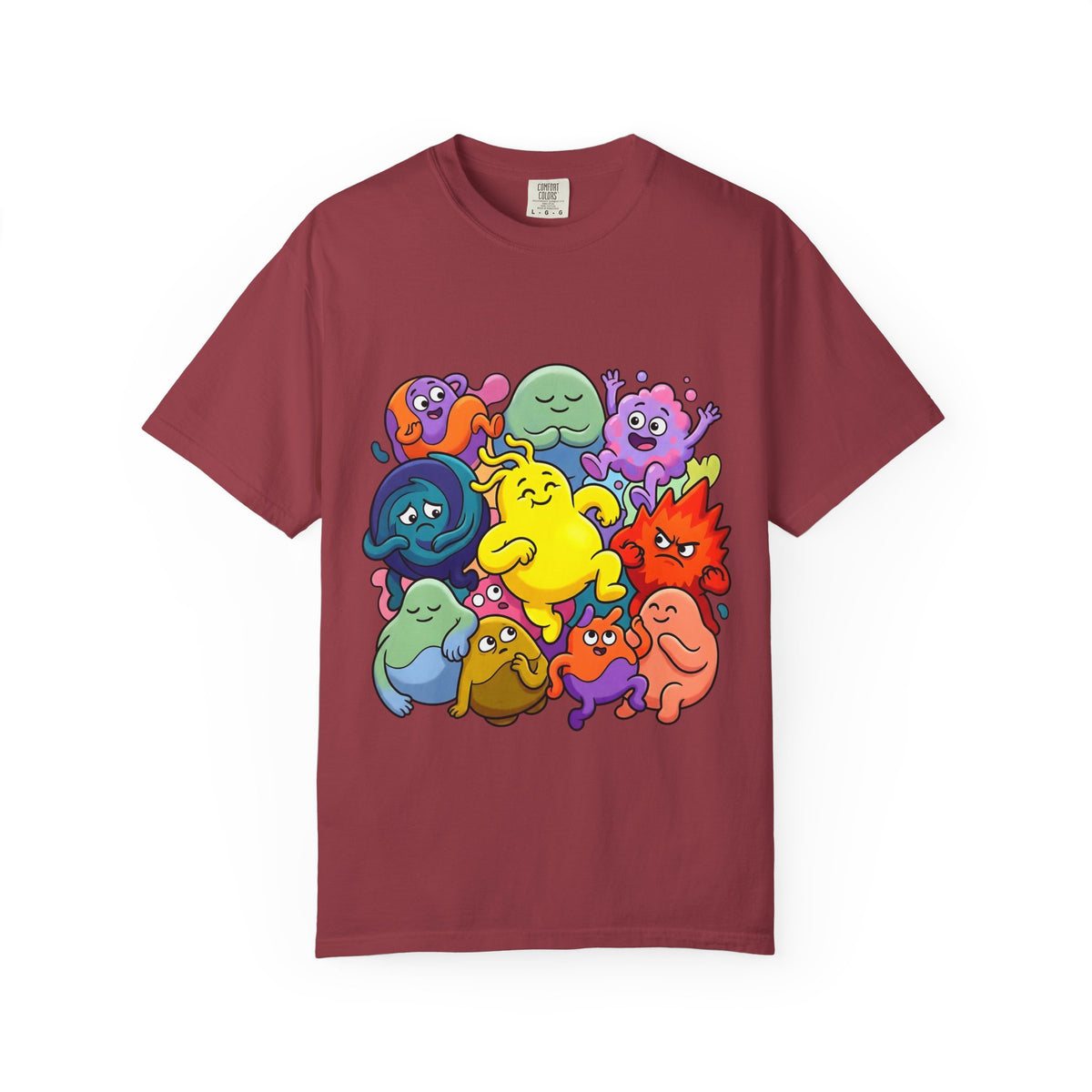 Unisex Garment-Dyed T-Shirt - Diverse Emotional Cartoon Creatures