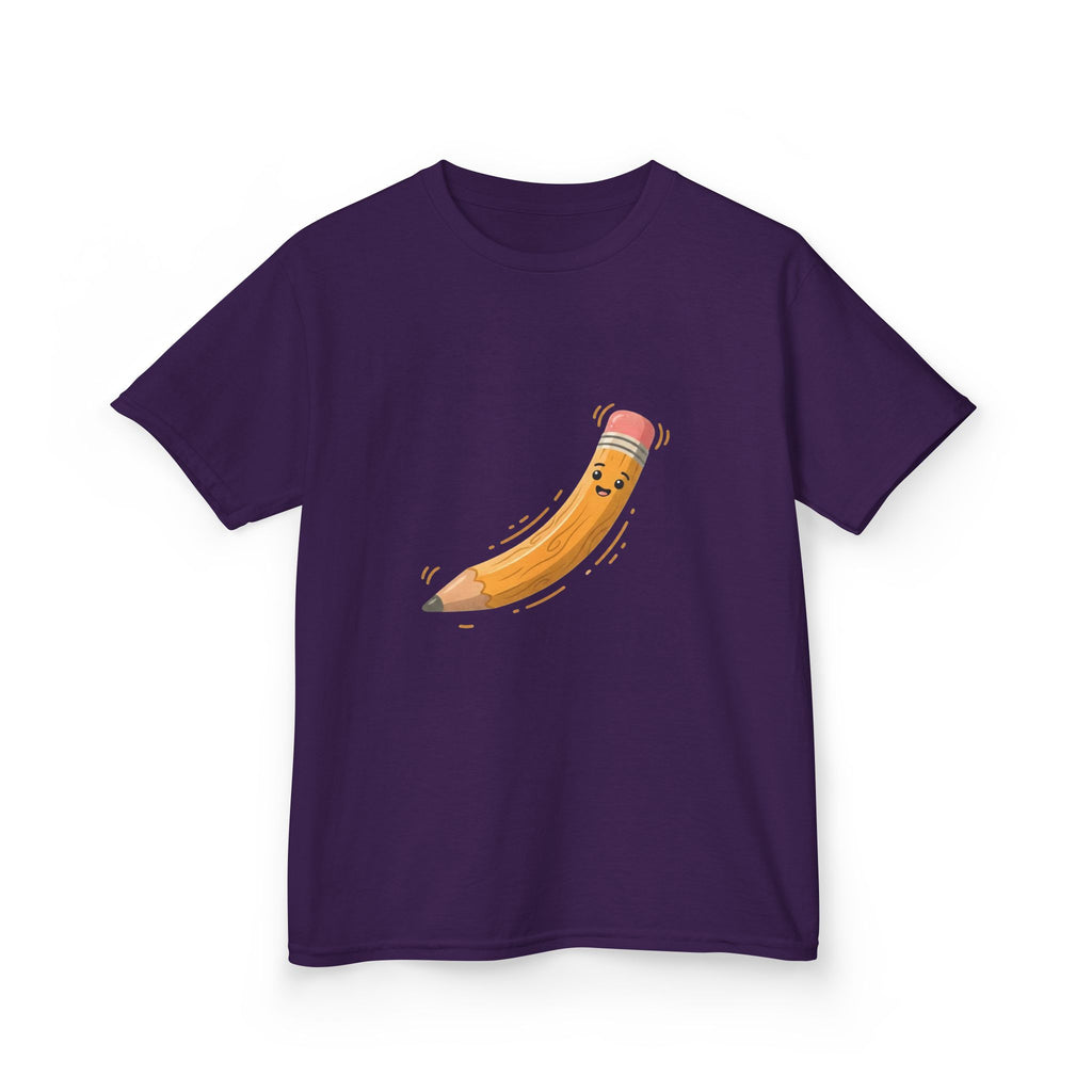 Kids Heavy Cotton Tee - Happy Animated Pencil School Supply | Back to
