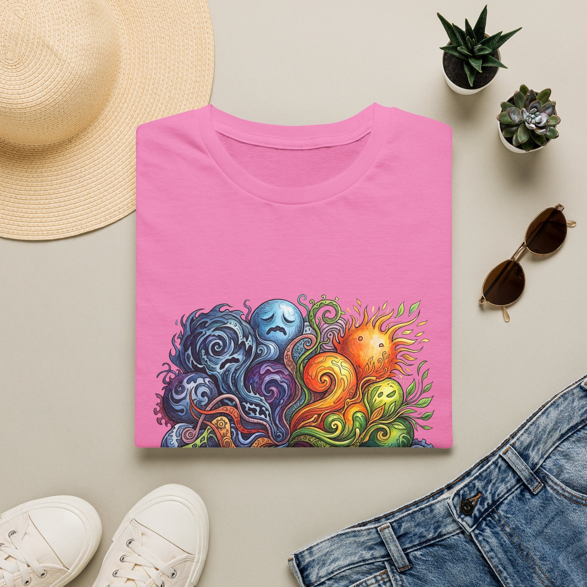 Abstract T-Shirt - Whimsical Watercolor Mandala | Surreal Figures