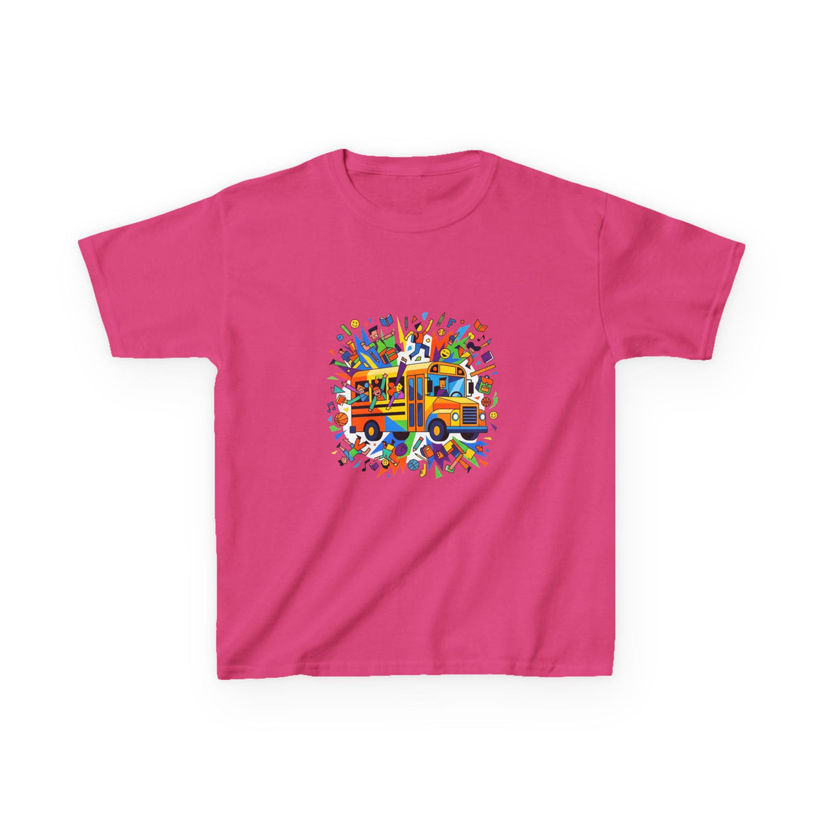 Kids Back to School Tee - Colorful School Bus & Student Shirt