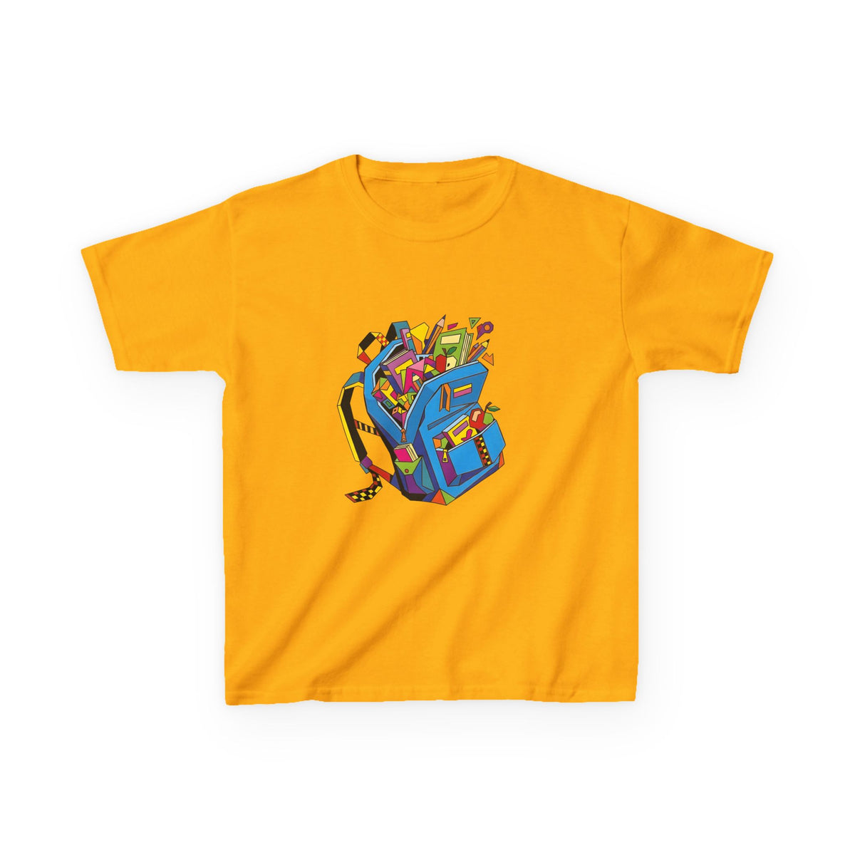 Kids Tee - Vibrant Geometric School Supplies Cartoon | Back to School