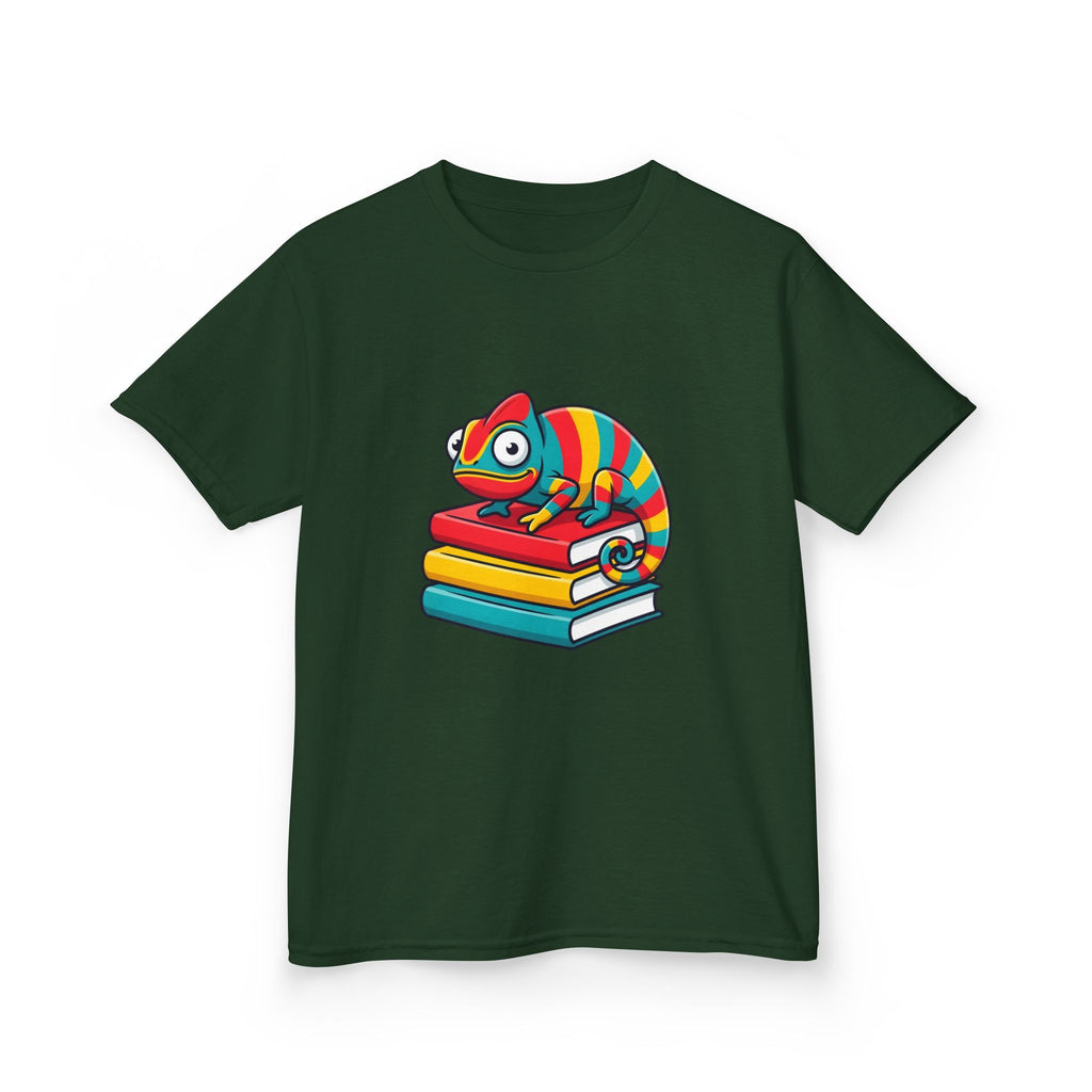 Kids T-Shirt - Whimsical Chameleon Reading Books | School Tee