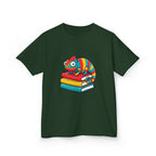 Kids T-Shirt - Whimsical Chameleon Reading Books | School Tee
