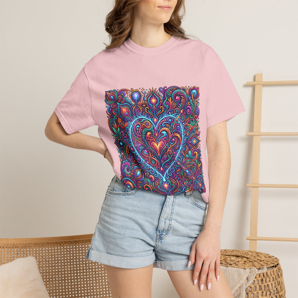 Unisex Garment-Dyed T-shirt - Cosmic Love | Psychedelic Heart Art