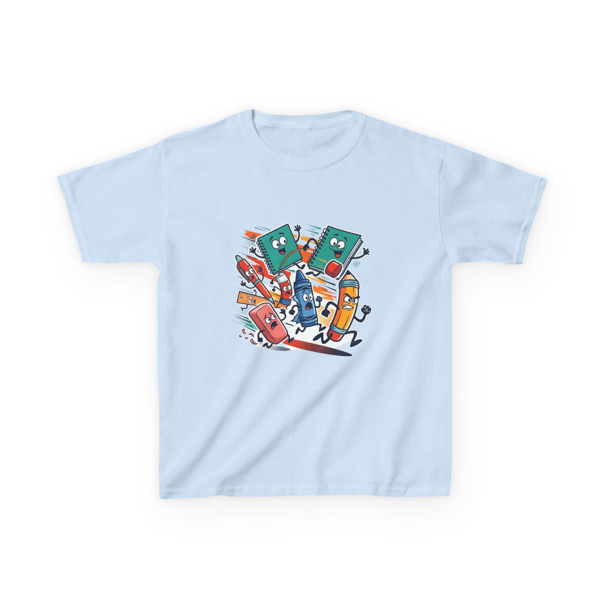 Kids Back to School Tee - Playful School Supplies Cartoon