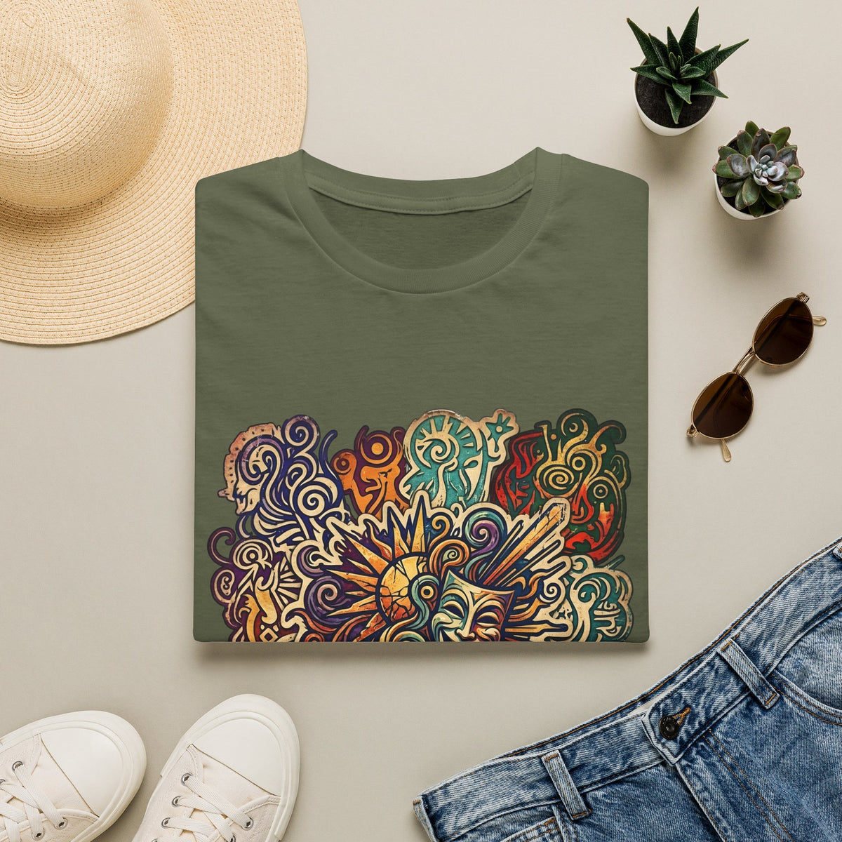Unisex T-Shirt - Retro Psychedelic Theater Comedy Mask | Abstract Art
