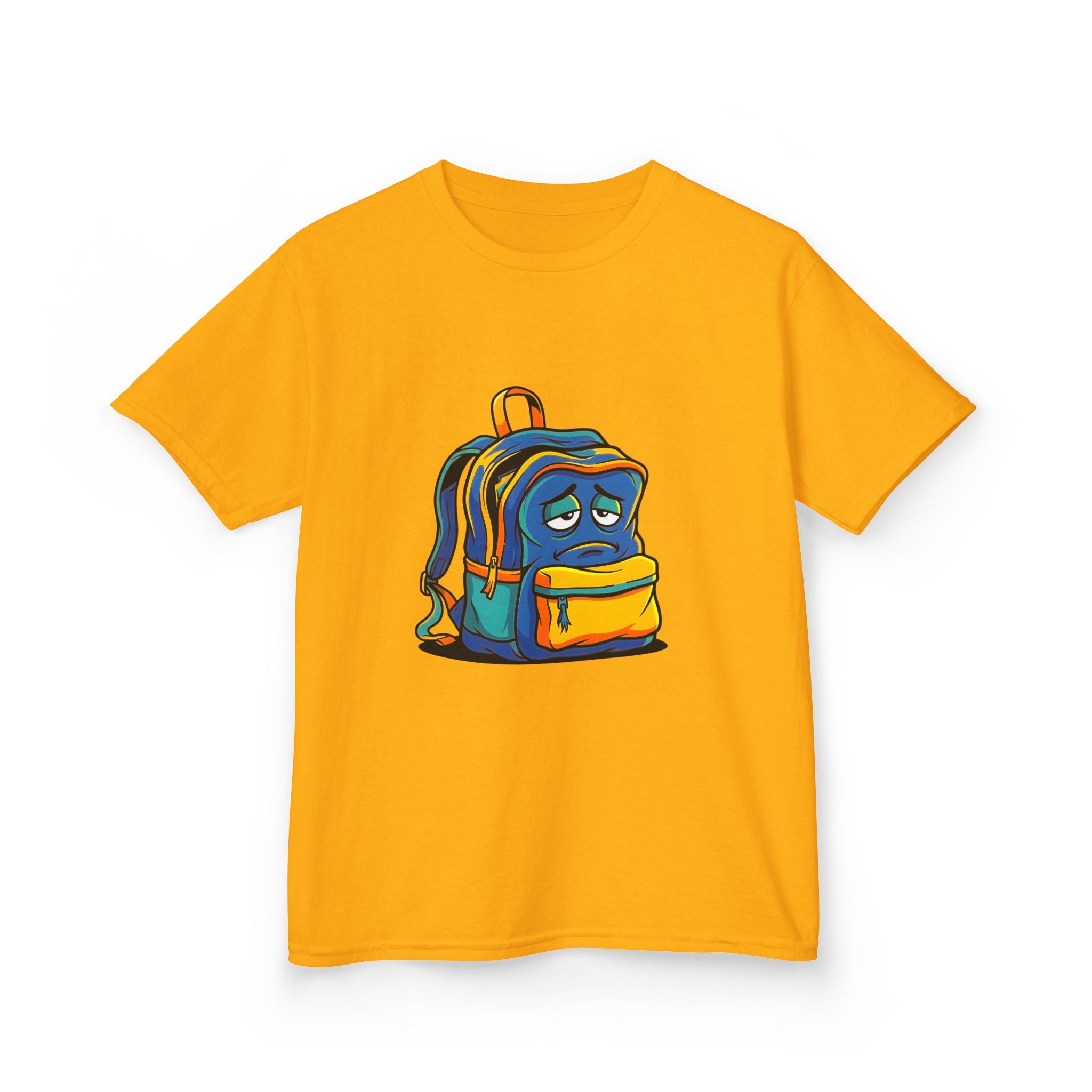 Kids Heavy Cotton Tee - Sad Backpack Cartoon | Back to School 2026