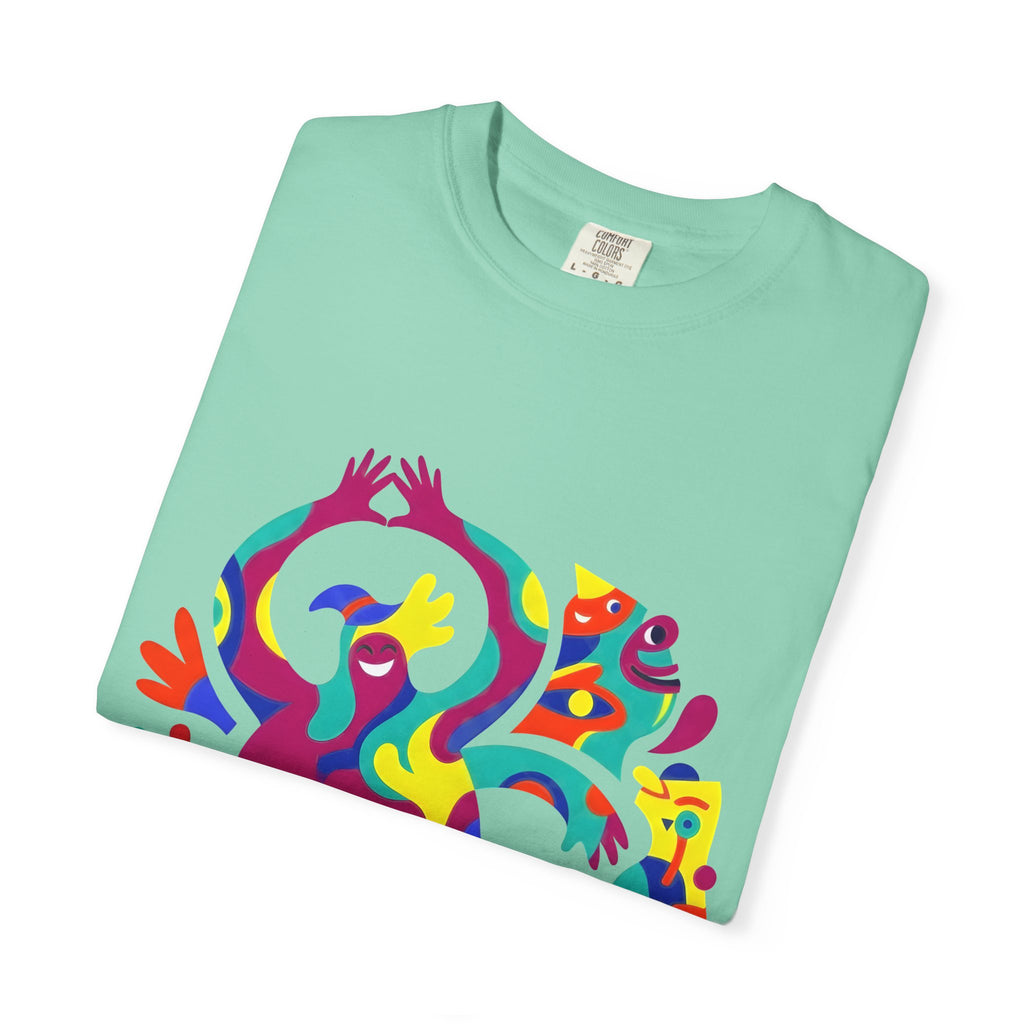 Garment-Dyed T-shirt - Joyful Abstract Creatures | Whimsical Graphic