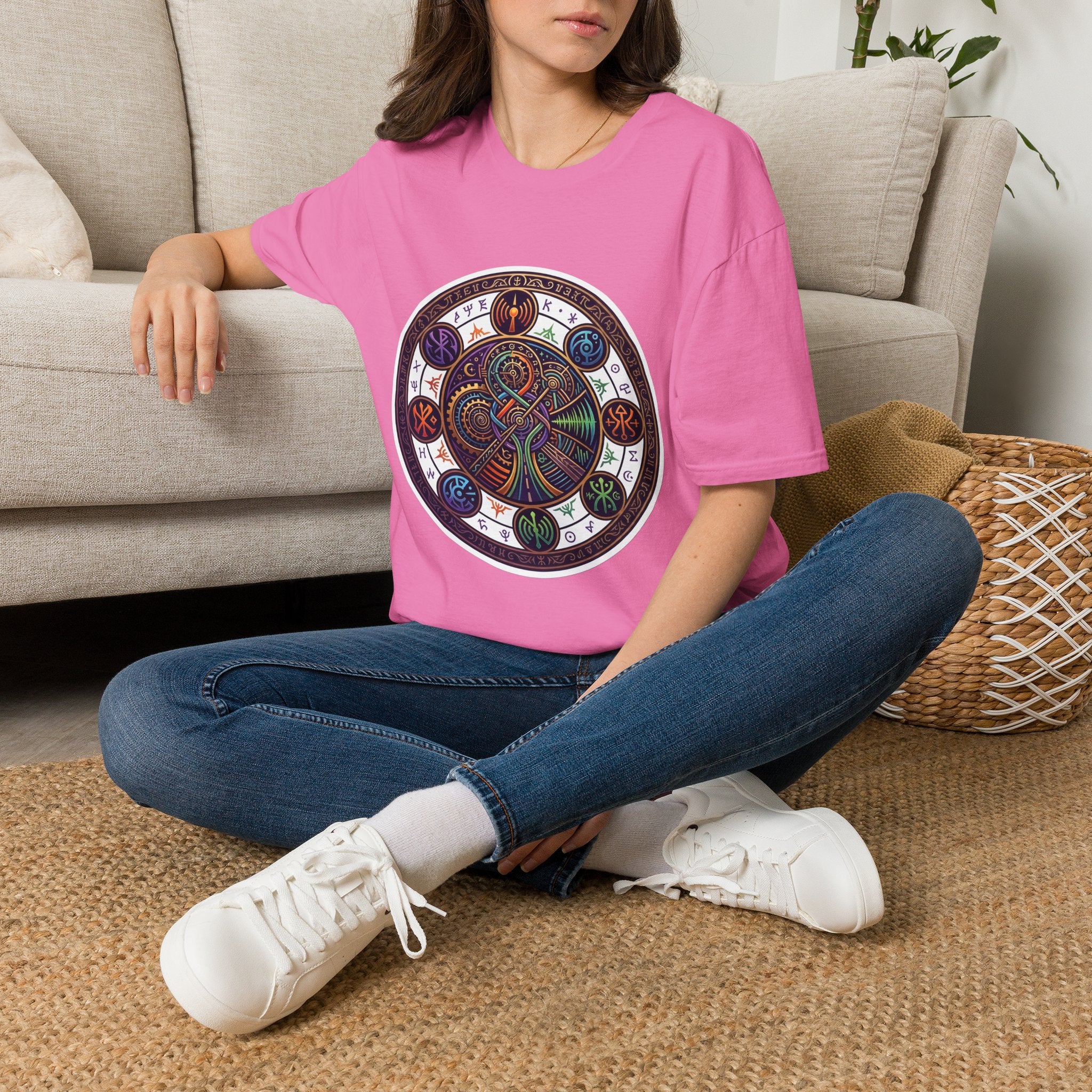 Unisex Steampunk T-Shirt - Ornate Mystical Mandala & Gears