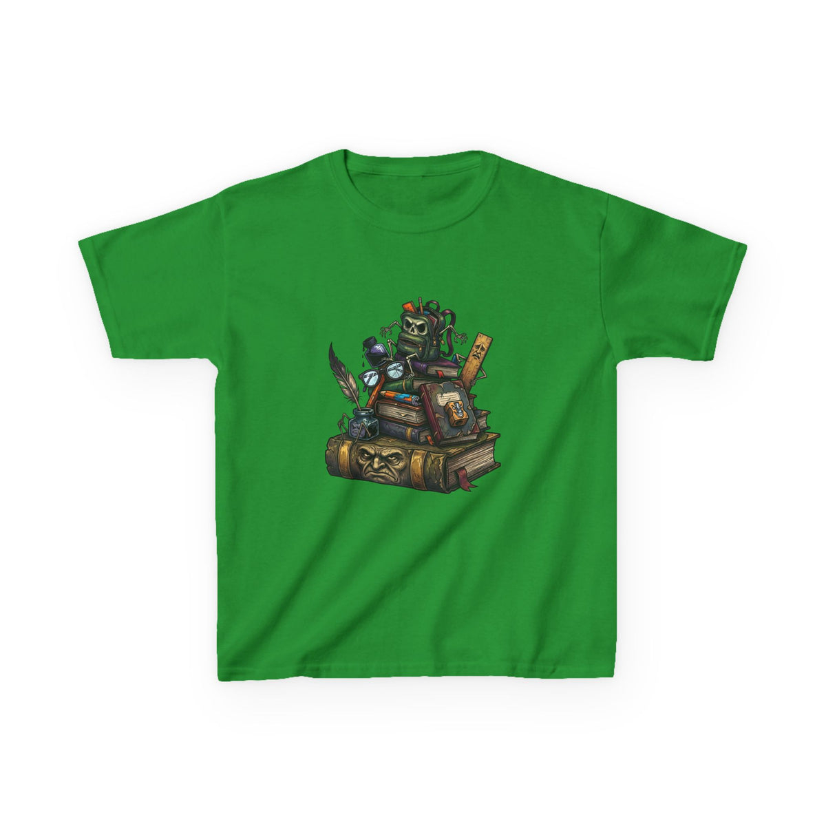 Kids Dark Academia Tee - Macabre School Supplies Skull