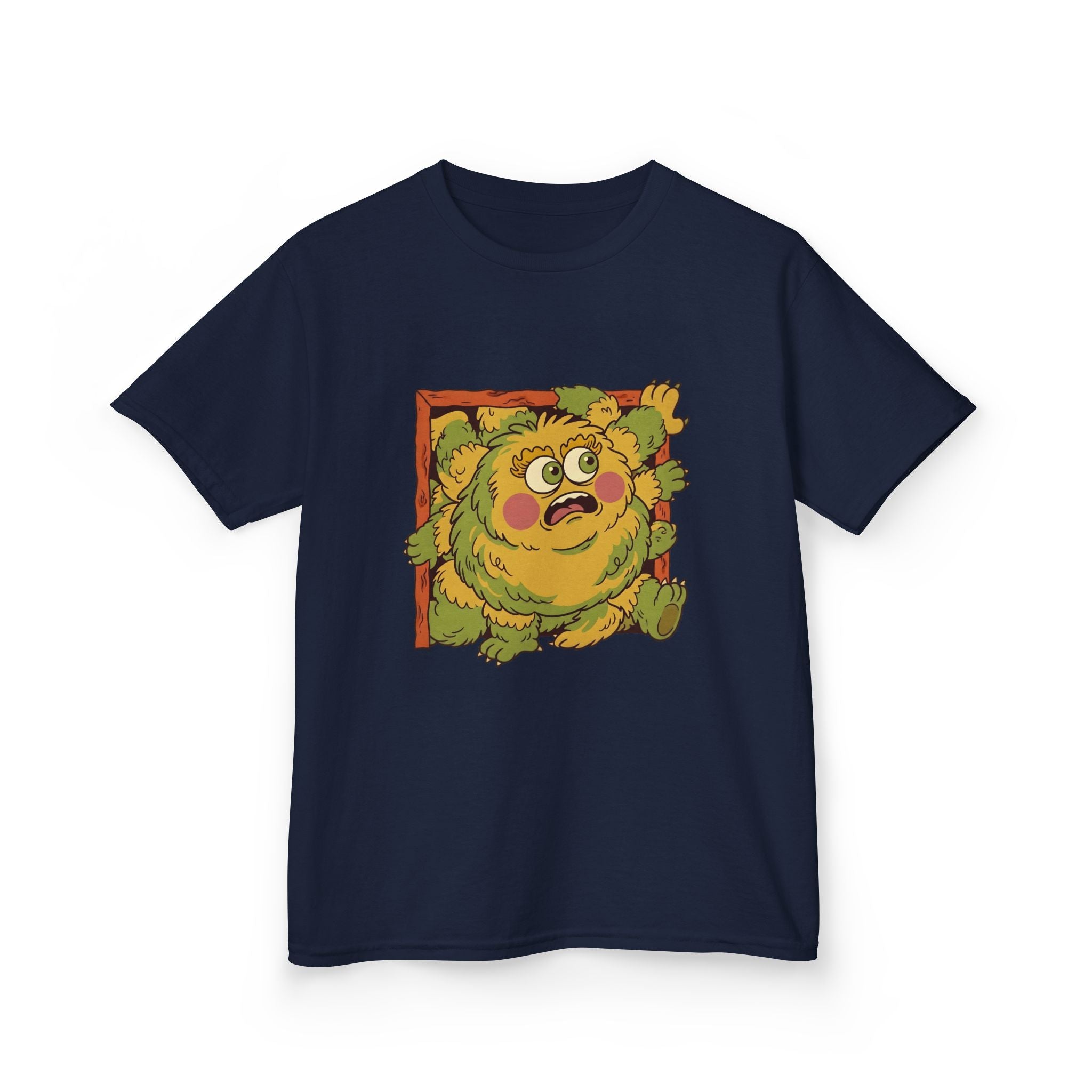 Kids Monster Tee - Whimsical Box Surprise Cartoon | Retro Colors