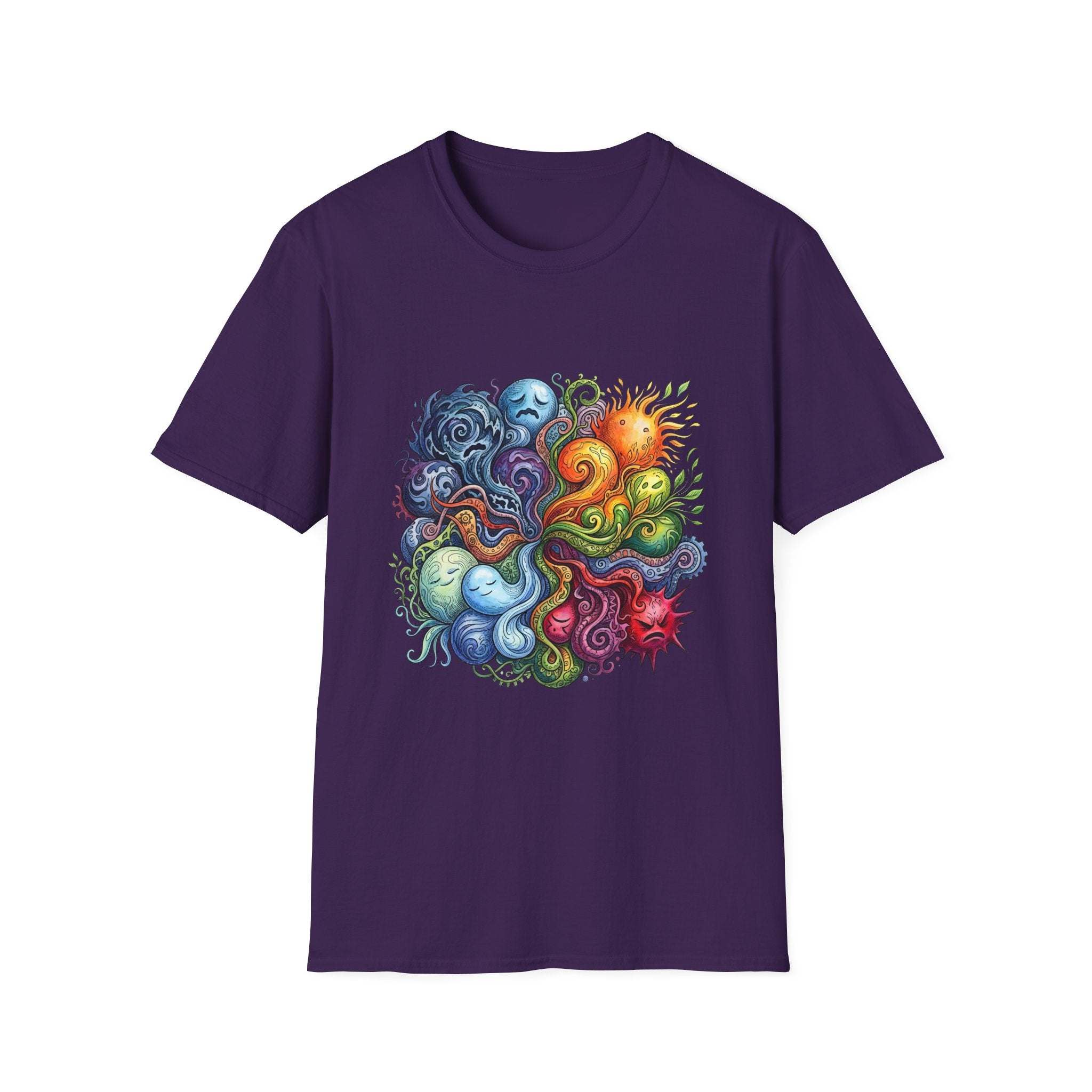 Abstract T-Shirt - Whimsical Watercolor Mandala | Surreal Figures