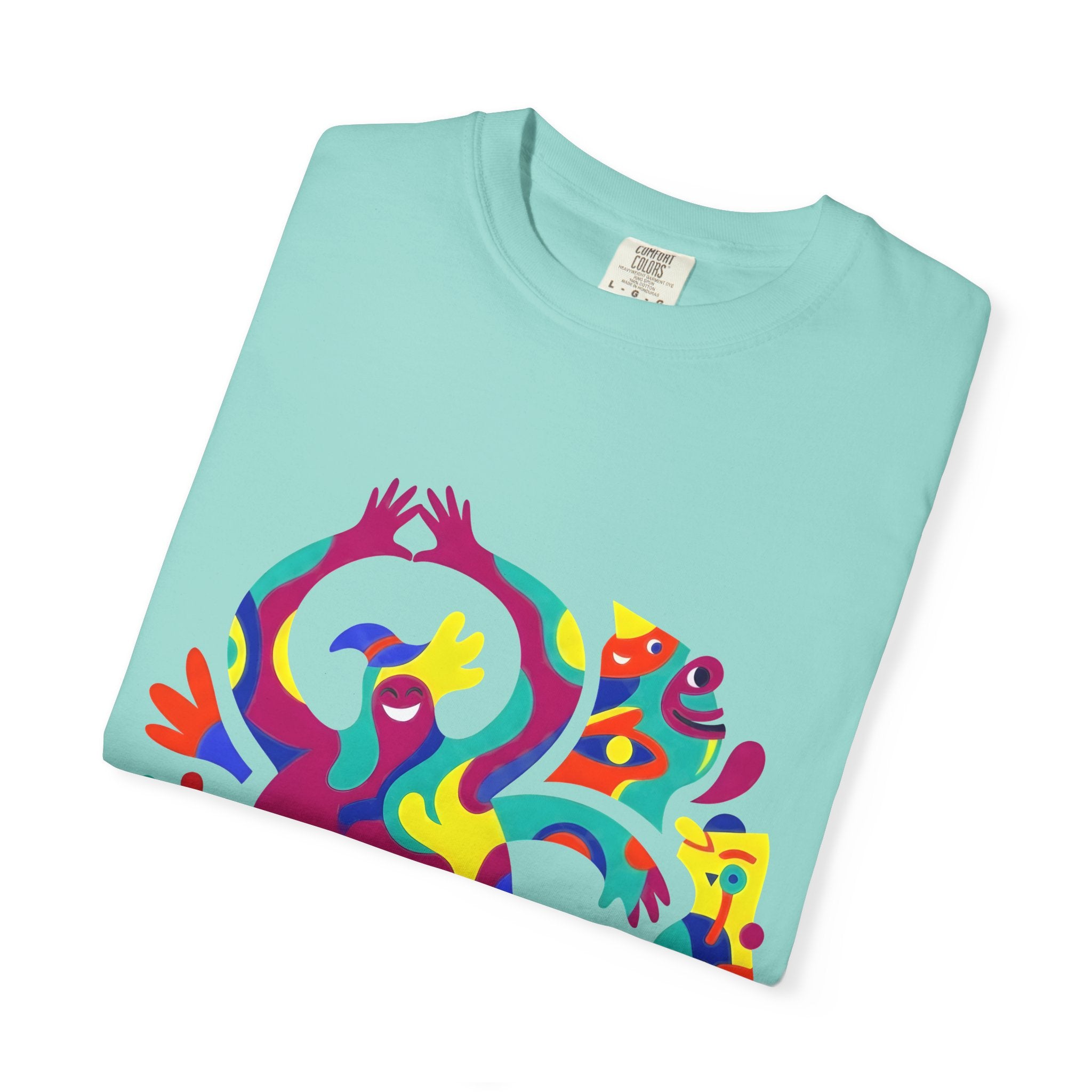 Garment-Dyed T-shirt - Joyful Abstract Creatures | Whimsical Graphic
