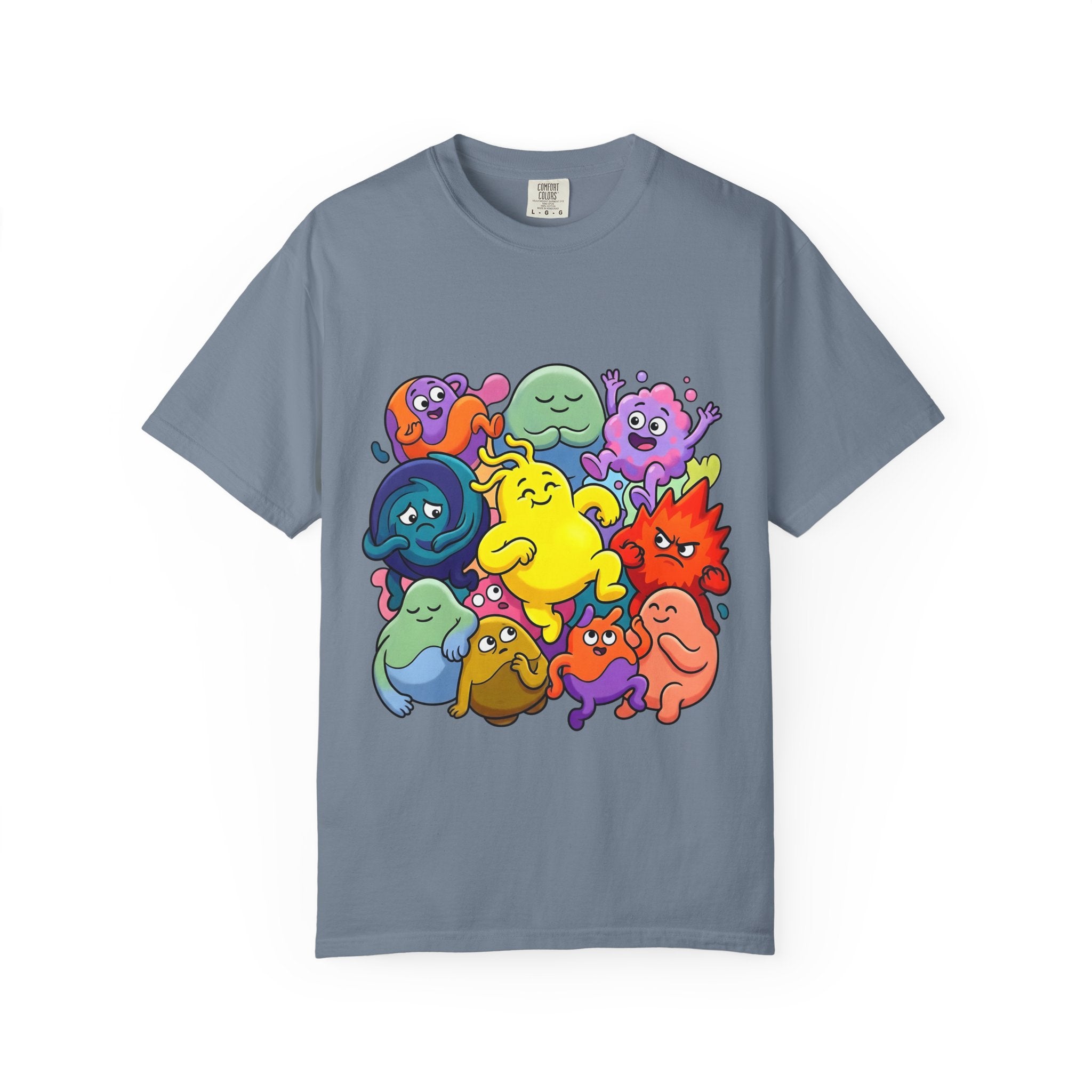 Unisex Garment-Dyed T-Shirt - Diverse Emotional Cartoon Creatures